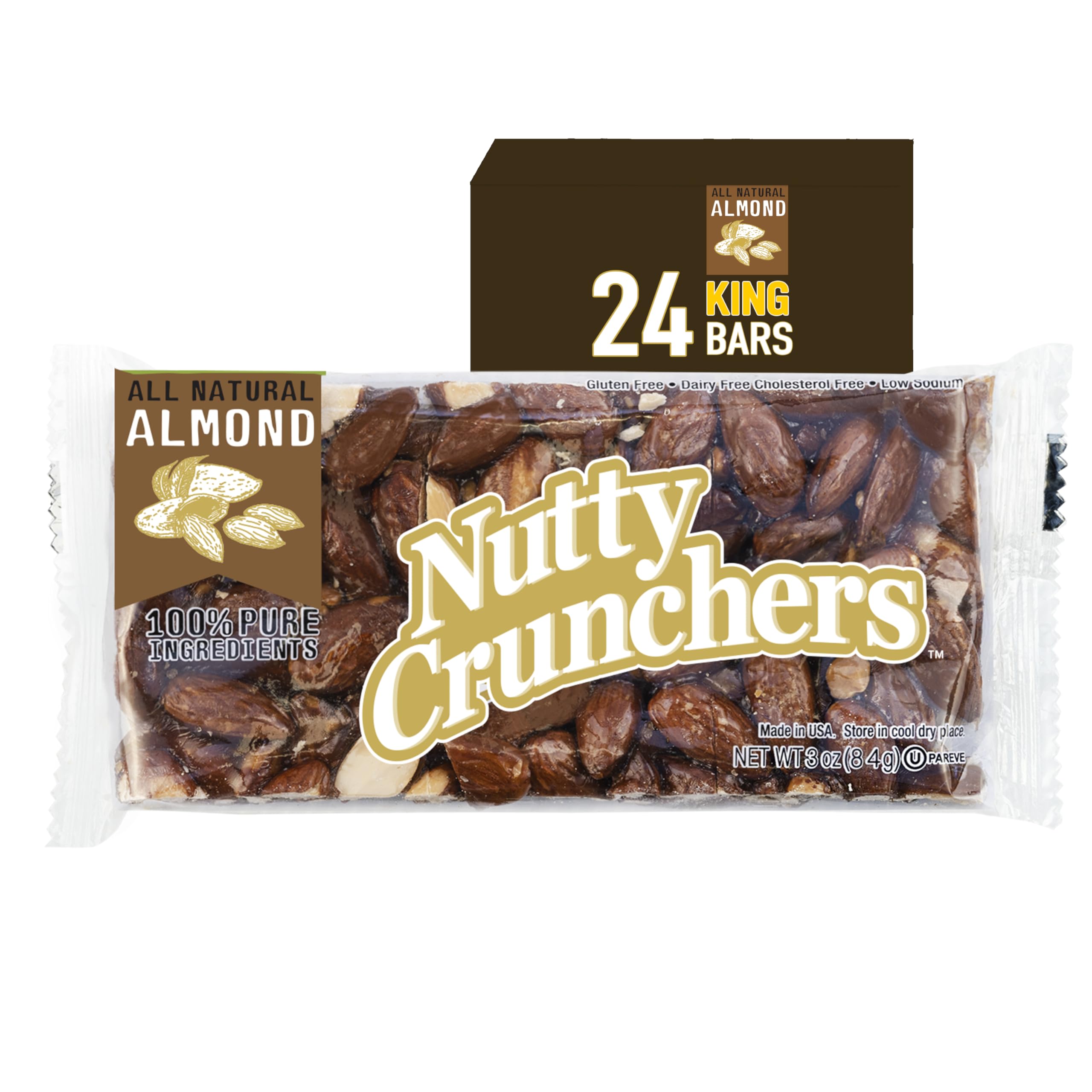 Nutty Crunchers All Natural Ingredients King Bars (Almond, 24 King Bars/box)