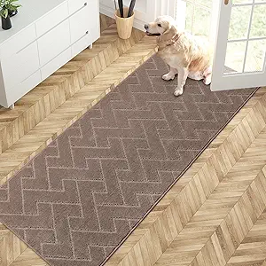 PURRUGS Dirt Trapping Door Mat 32" x 70", Non-Slip Machine Washable Entry Rug, Shoe Scraper, Dog Doormat, Super Absorbent Welcome Mat for Front & Back Door, Muddy Wet Shoes & Paws, Grayish Brown