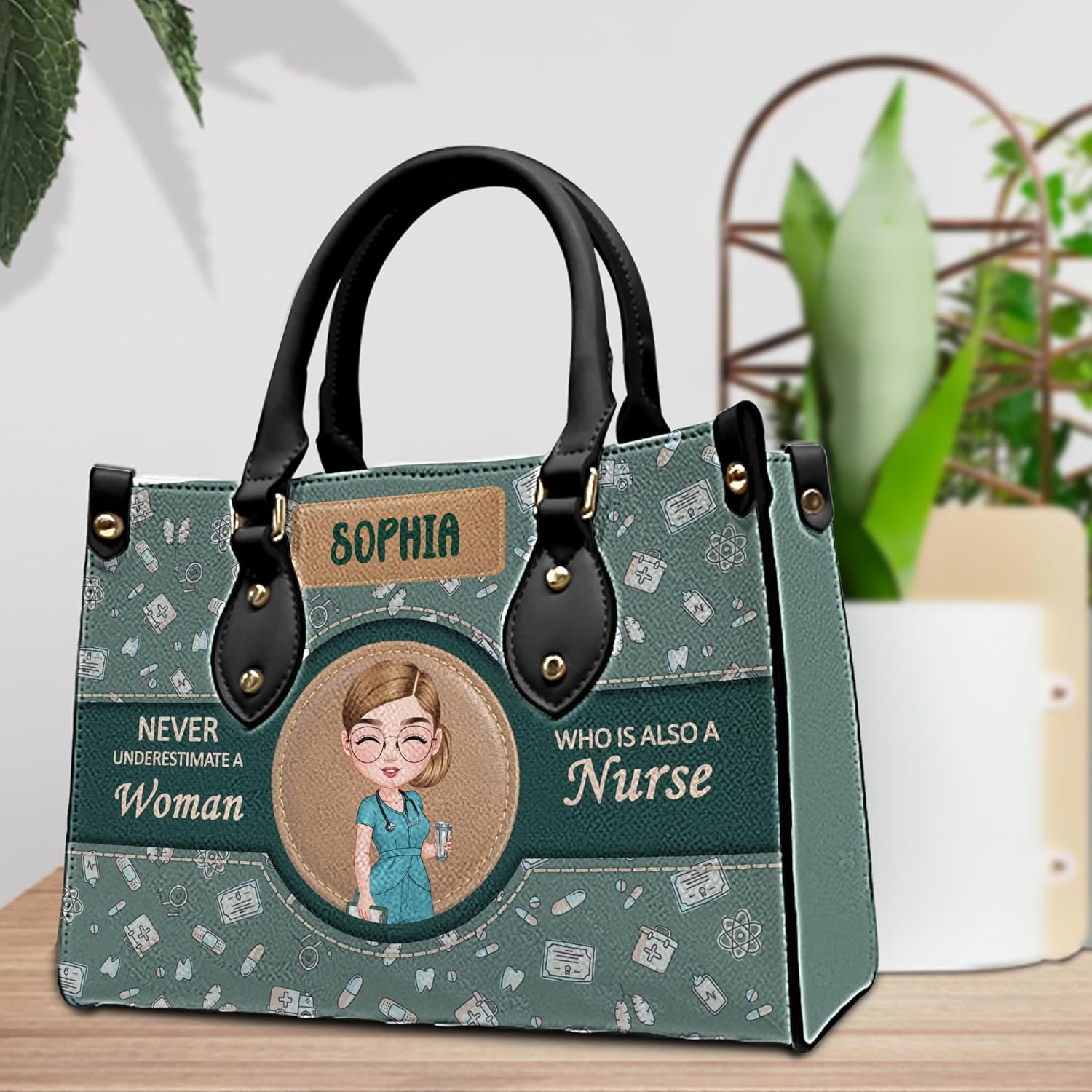 Personalized Nurse Leather Bag, Nursing Gift for Women Nurses Christmas, Custom Medical Handbag & Purse Set with Name - Image 9