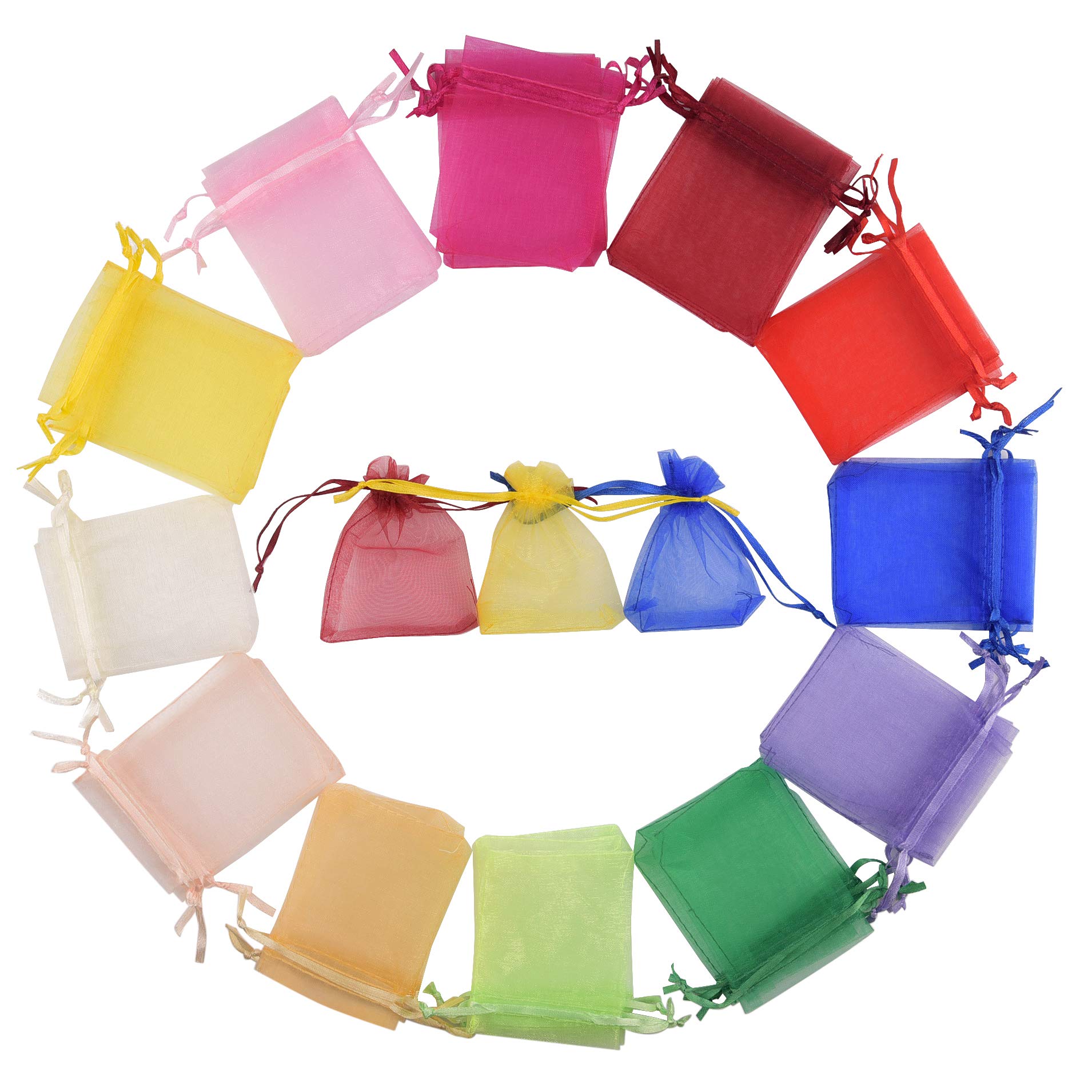 Carehabi 100 adet organze kese, beyaz, organze torba, 7 x 9 cm, hediye kesesi, o