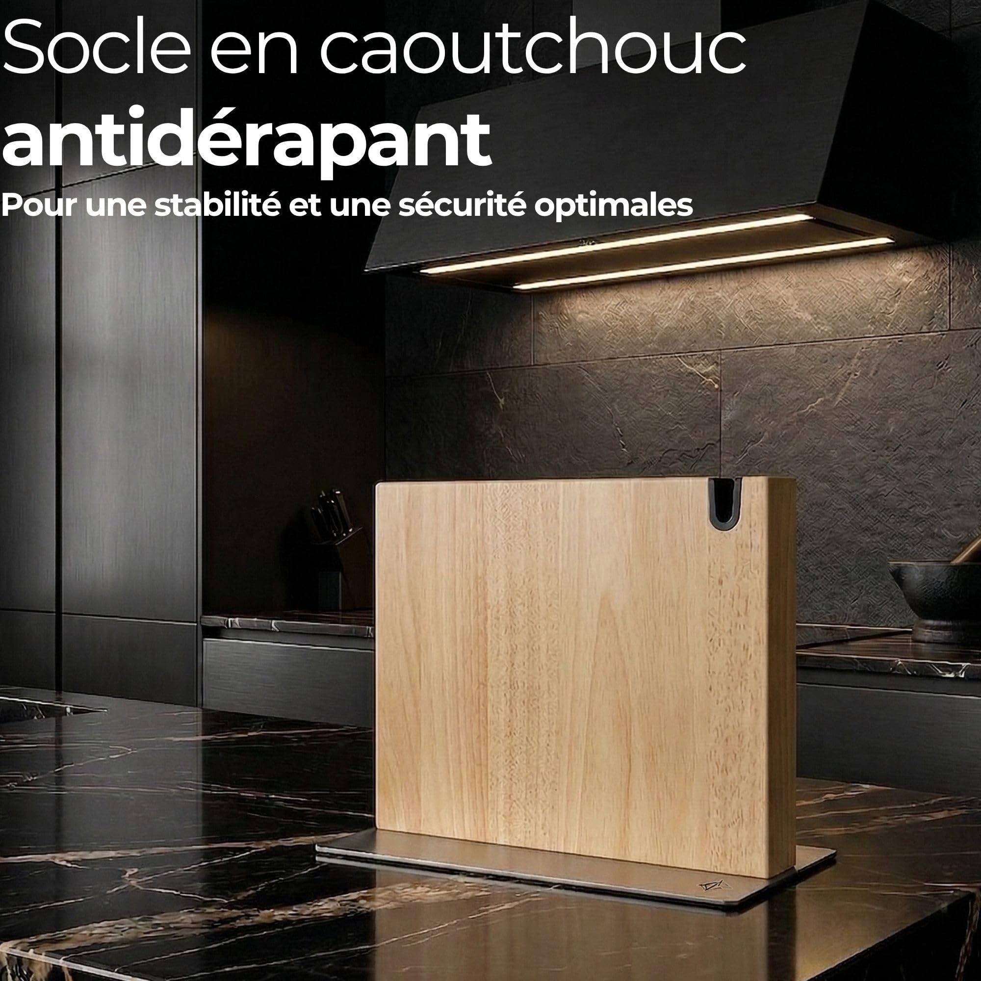 Porte Couteaux Magnétique Cuisine XL avec Aiguiseur Support Magnétique Couteaux Cuisine fabriqué en Bois Massif Bloc Couteaux Magnétique Rangement Couteaux Cuisine Robuste et Élégant (Chêne)