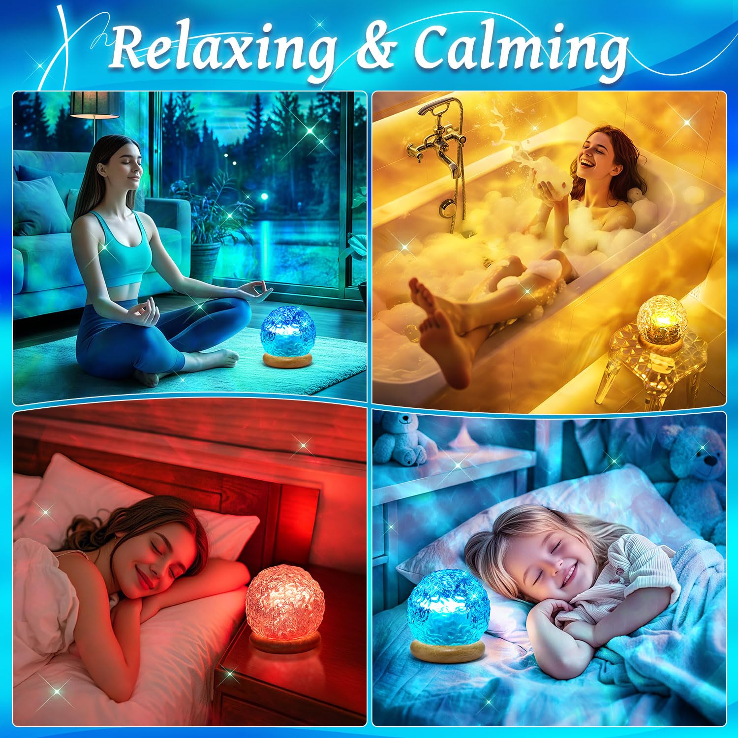 Trendy Valentines Day Gifts for Teen 18 Colors Northern Lights Projector Mood Lighting Dimmable Ocean Lamp Night Light — view 4