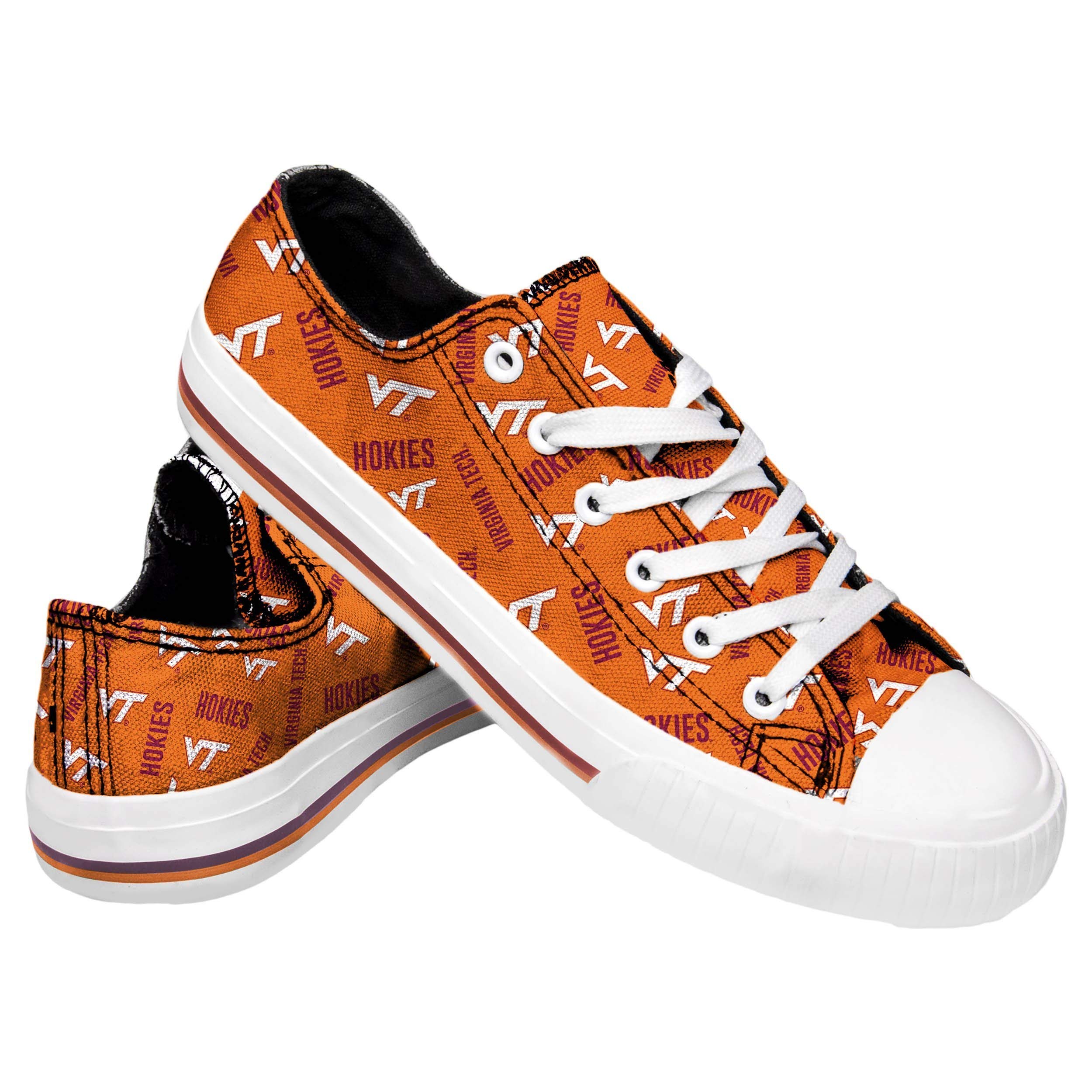 FOCO Virginia Tech Hokies NCAA Womens Low Top Repeat Print Canvas Shoes - 7