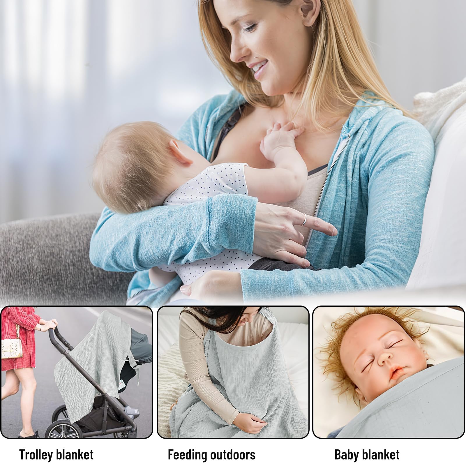 Cape Allaitement en Mousseline pour Bébé, Coque d'Intimité Totale