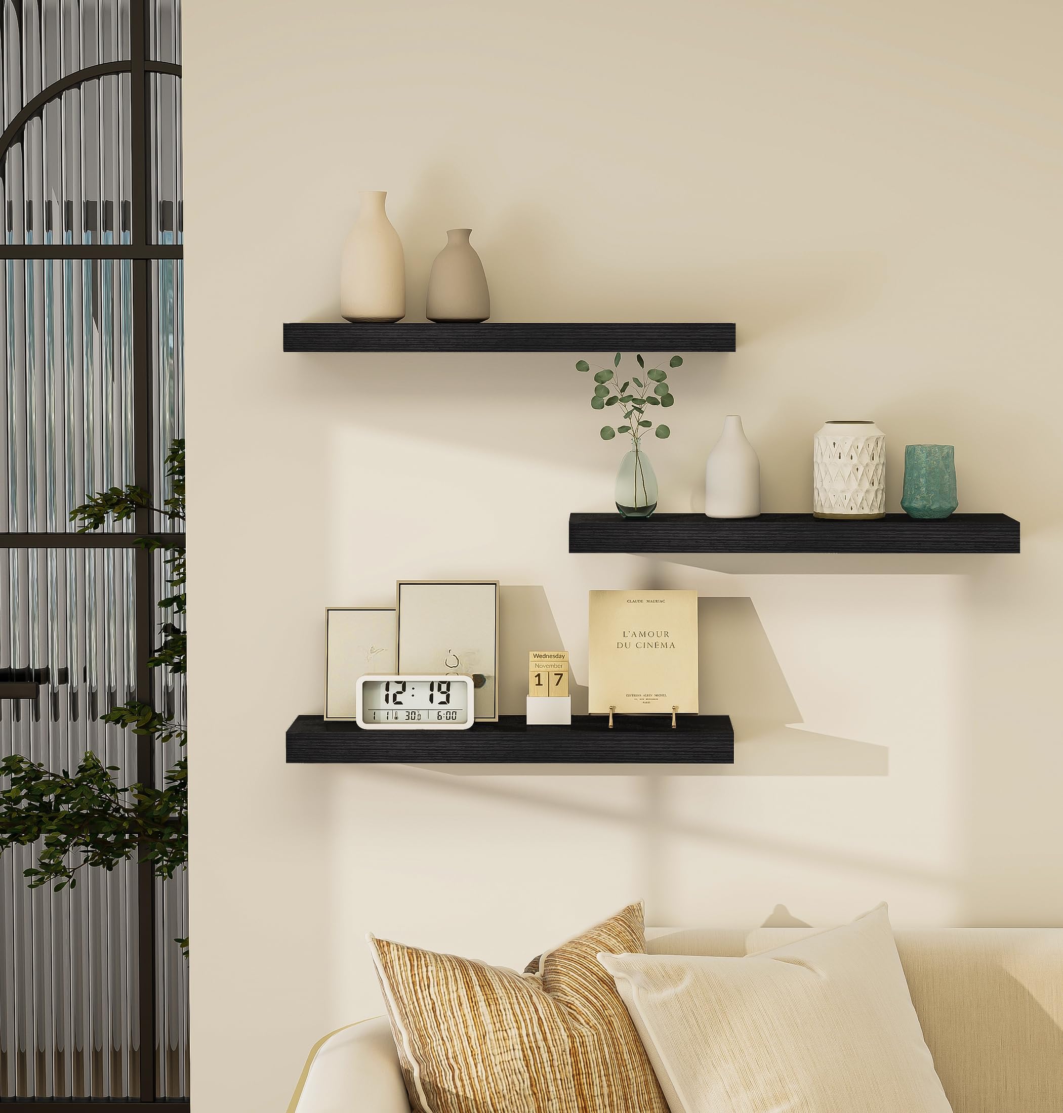 Vervida Black Floating Shelves for Wall, 24