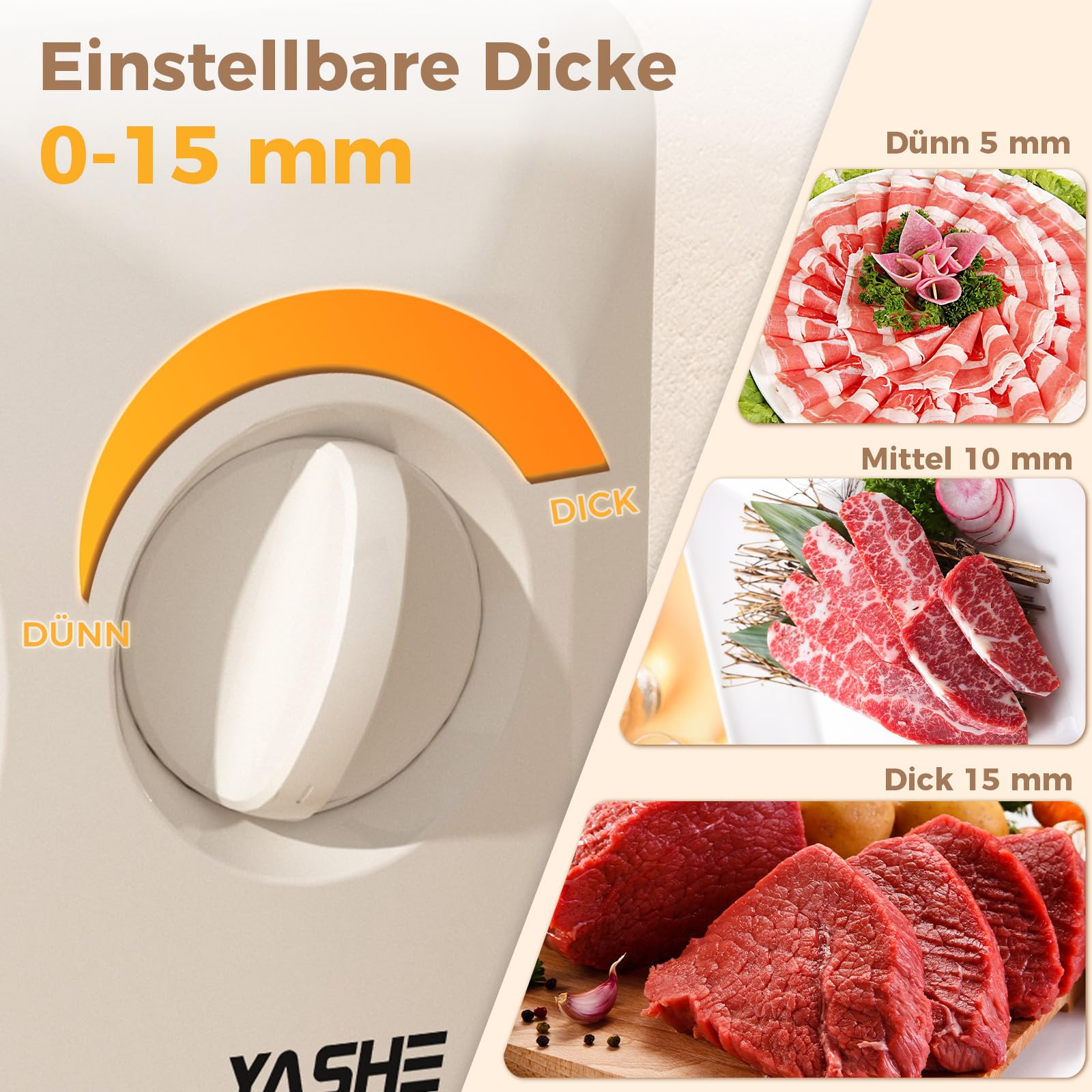 YASHE Elektrischer Faltbarer Allesschneider 180W Brotschneidemaschine 17 cm Wellenschliffklinge Einstellbare Schnittstärke 0–15 mm