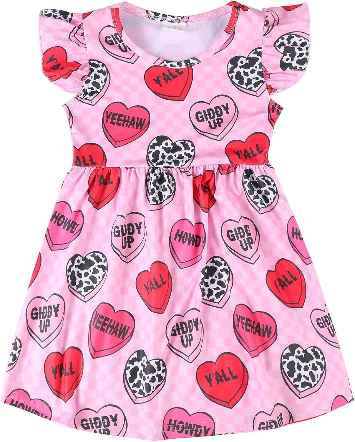 Toddler Girl Heart Pattern Outfit Dress Kids Love Heart Ruffle Boutique Party Dress Spring Summer Clothes Dress - Image 2