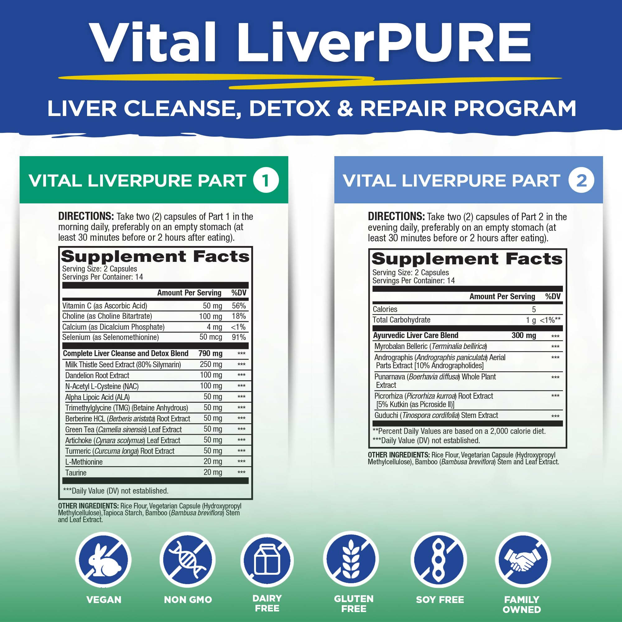 Vital Planet – Vital Liver Pure Liver Cleanse Detox & Repair with Milk Thistle, NAC Supplement N-Acetyl Cysteine, Andrographis, Dandelion, Turmeric, Alpha Lipoic Acid, 2-Part 14-Day Kit, 56 Capsules — Amazon image 2