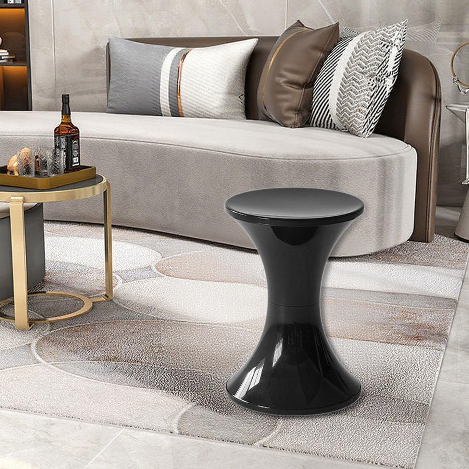 Taburete Almacenaje Ottoman Reposapiés Puf Multifuncional Fabricado en PP Tapa Extraíble Y Compartimento Espacioso Adecuado para Sala Dormitorio, Negro, Individual