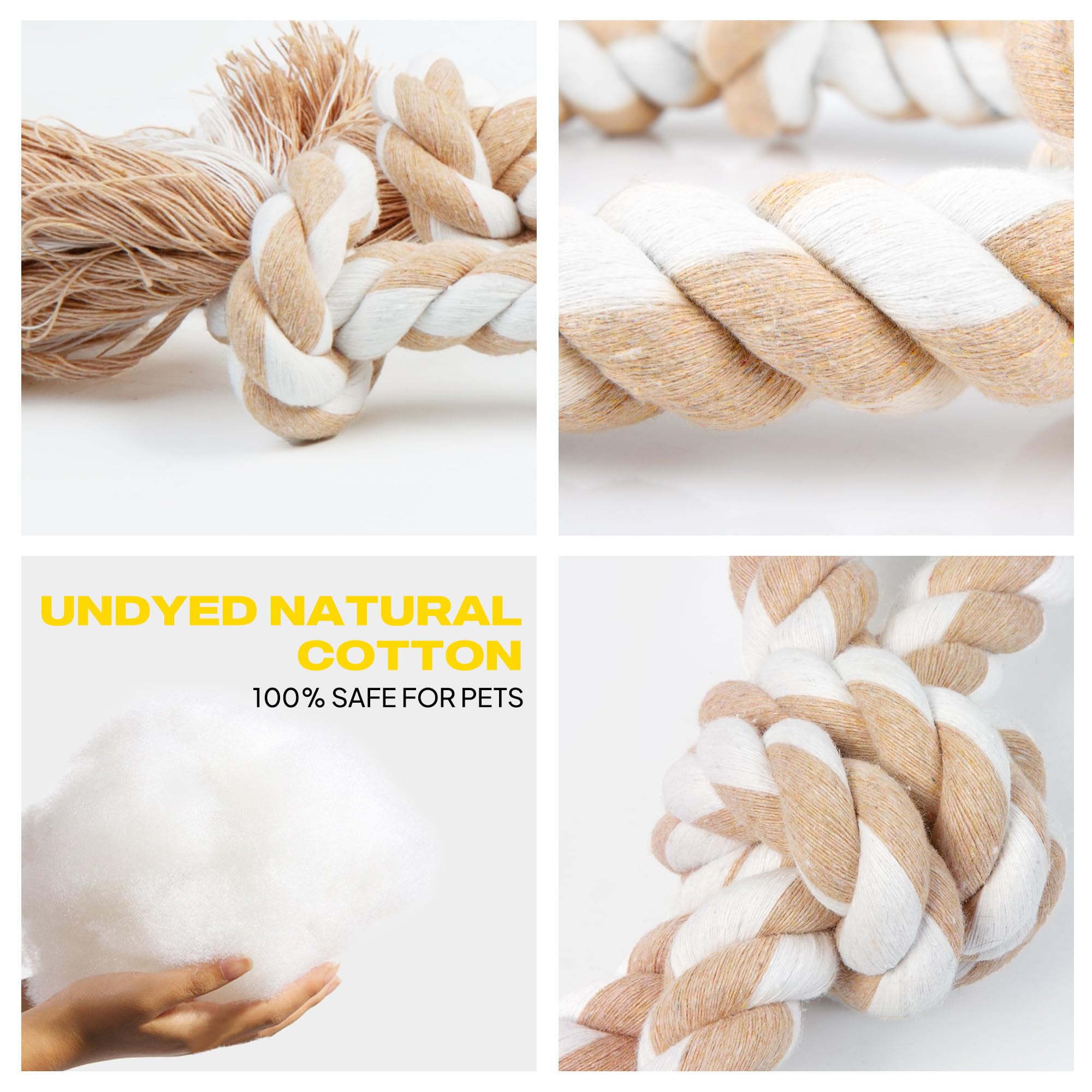 Fida Dog Rope Toys for Large Dogs 4 Set Indestructible Dog Toys for Tug of War 100% Natural Cotton Chew Toy for Boredom Pulling - Image 2