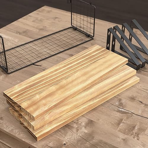 Miniatura 2 de DOLLFIO Estantes flotantes para baño con cesta, estantes de pared de madera, estantes flotantes para decoración de pared, estante flotante montado