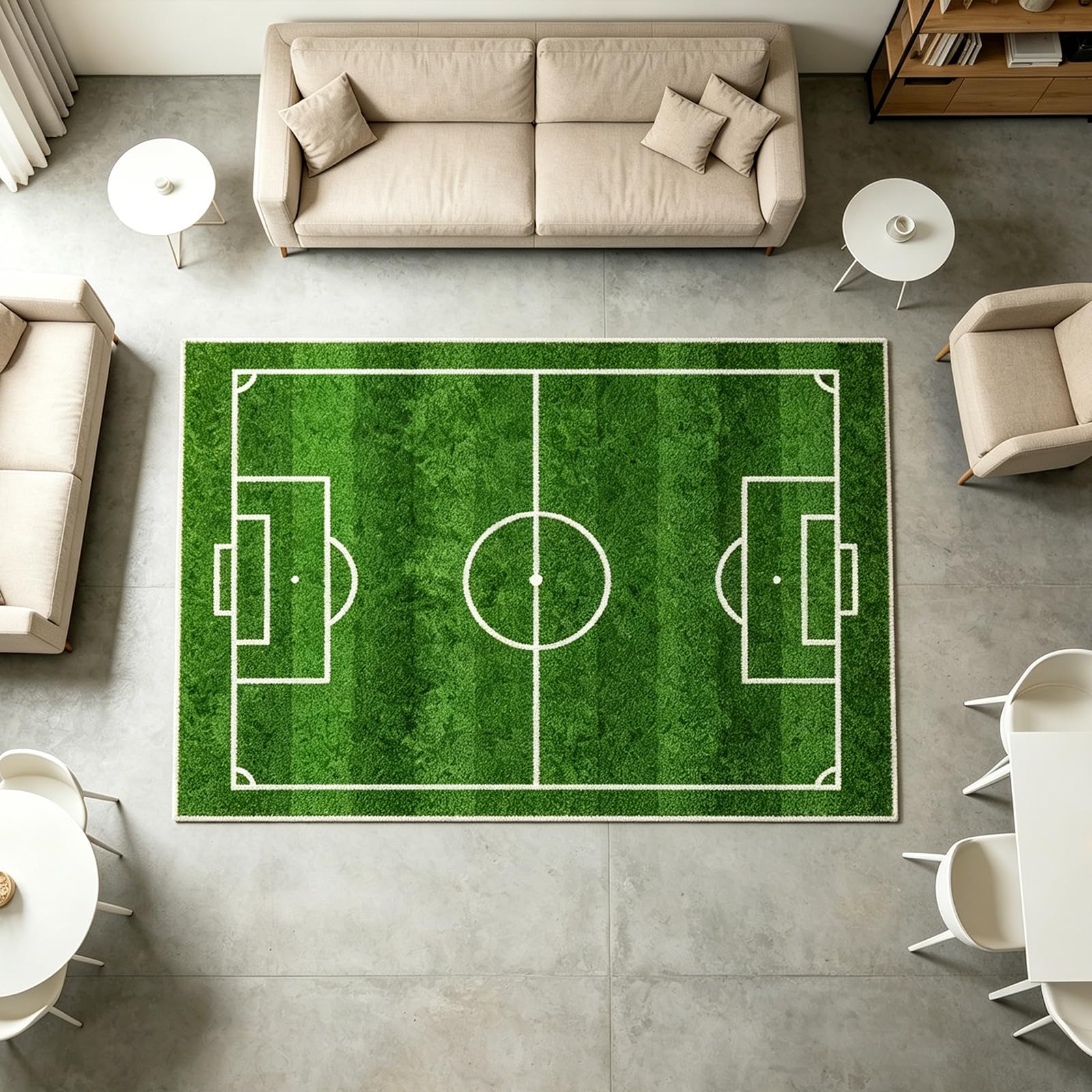 Paxory Non-Slip Football Field Sports Carpet, Green Football Field Play Carpet for World Cup Enthusiasts, 80 x 120cm Soccer Pitch Floor Rug for Sports Playing Bedroom Living Room Decoration