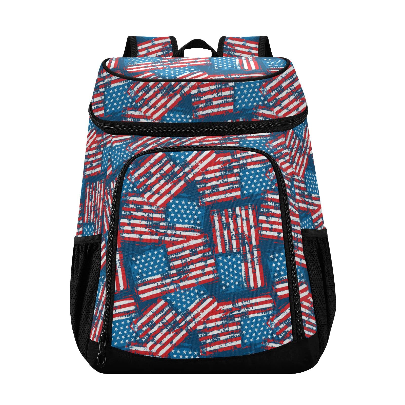 Mochila térmica vintage con bandera americana para mujeres y hombres, bolsas de picnic aisladas de gran capacidad, bolsas de almuerzo para trabajo, pesca, senderismo, camping, parque, playa