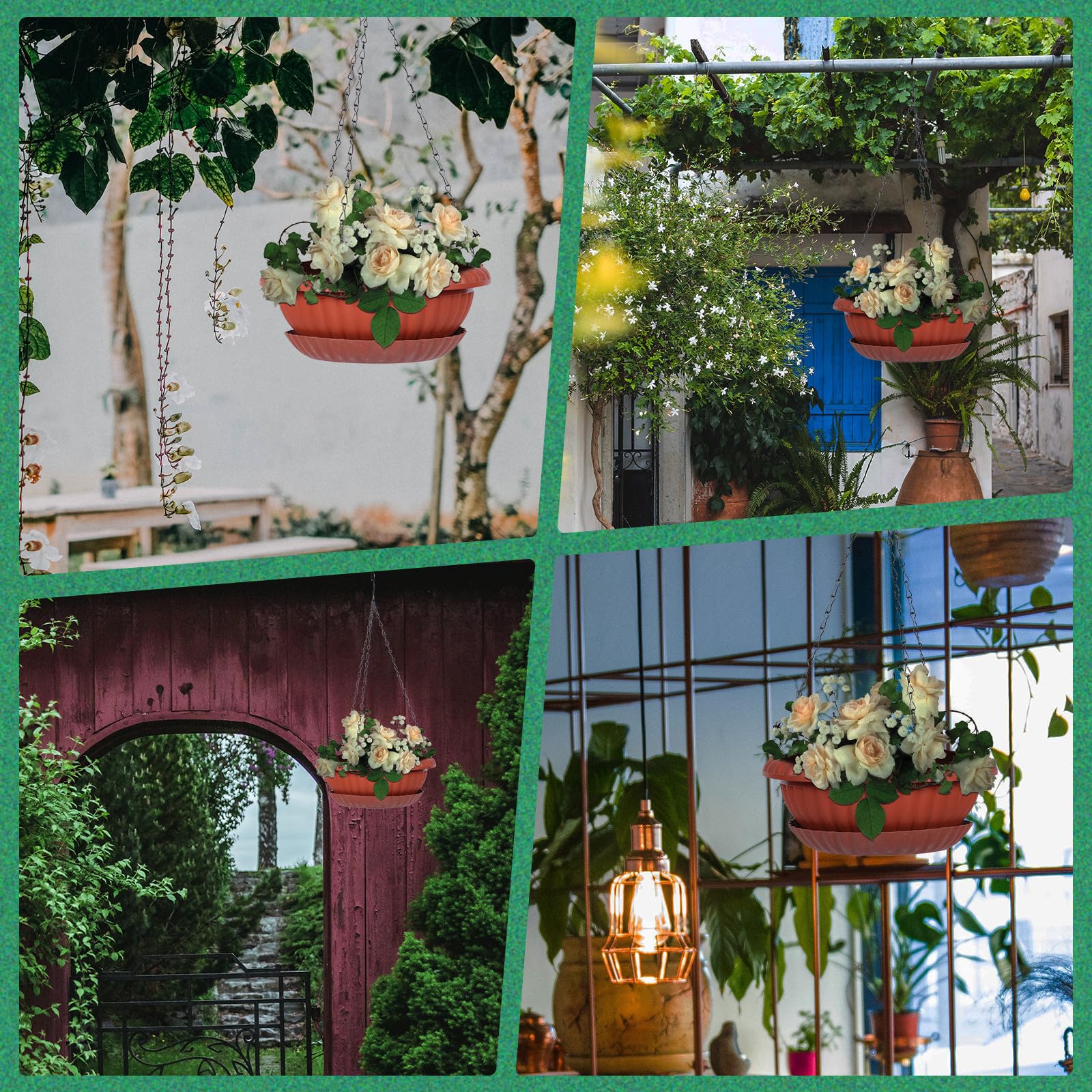 Healifty 4 Ensembles Pots de Fleurs Suspendus Semi-Ronds Marron en PP