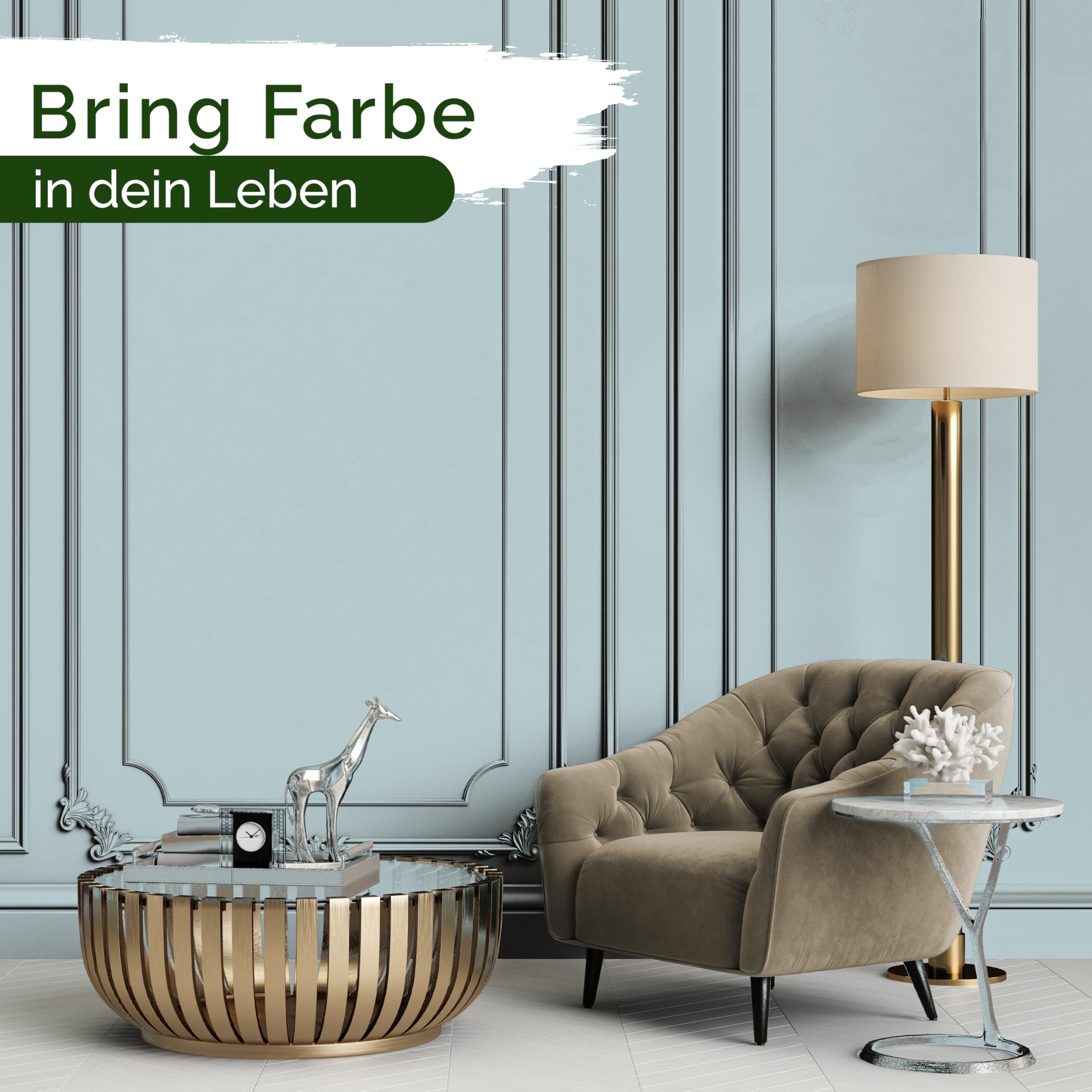 Wandfarbe Blau Hellblau Petrol matt 5 L – Detailed Duck Egg