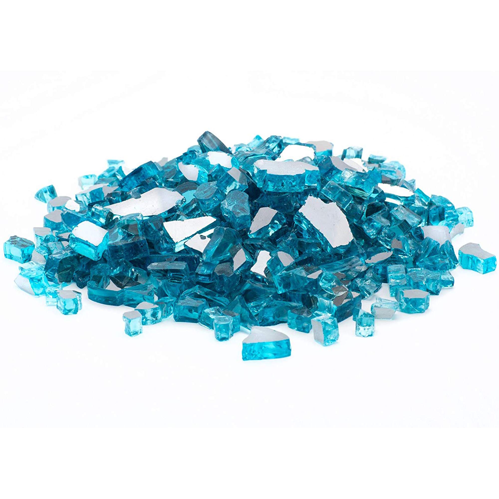 Margo Outdoor Living 20 lb 1/4" Caribbean Blue Reflective Fire Glass for Natural or Propane Fire Pit Fireplace Tempered Glass