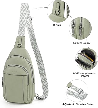 TANTOMI Small Sling Bags for Women, Leather Cross body Purses Bag for Daily Travel Leisure Sport Fanny Packs with Adjustable Strap