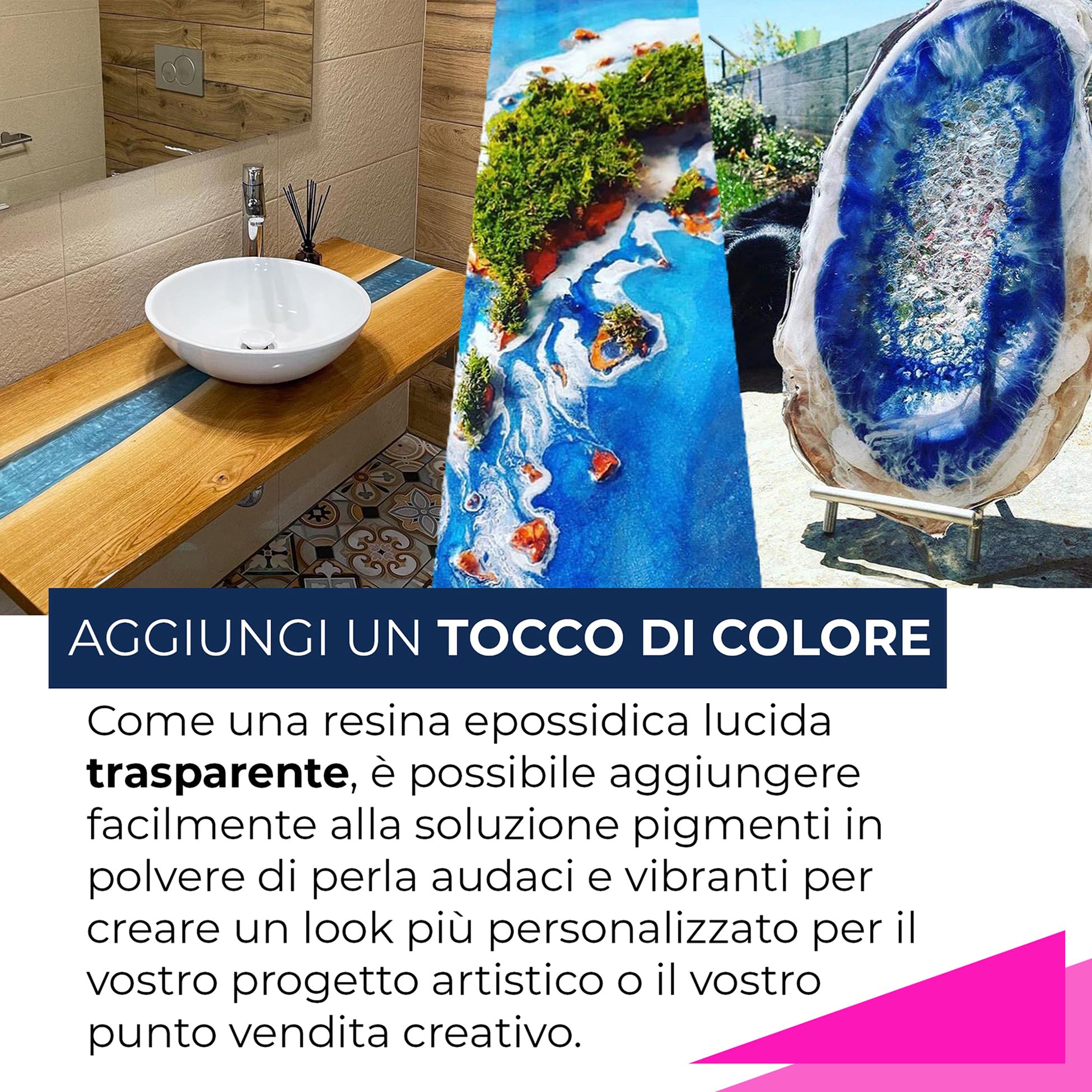 Resina Epossidica Trasparente Kit RESIN4DECOR 1:1 per Artigianato Artistico Creazione di Gioielli Stampi Non Ingiallente Non Tossico Finitura 24 ore Tempo di Cura Inodore Art Resin - 2000ml