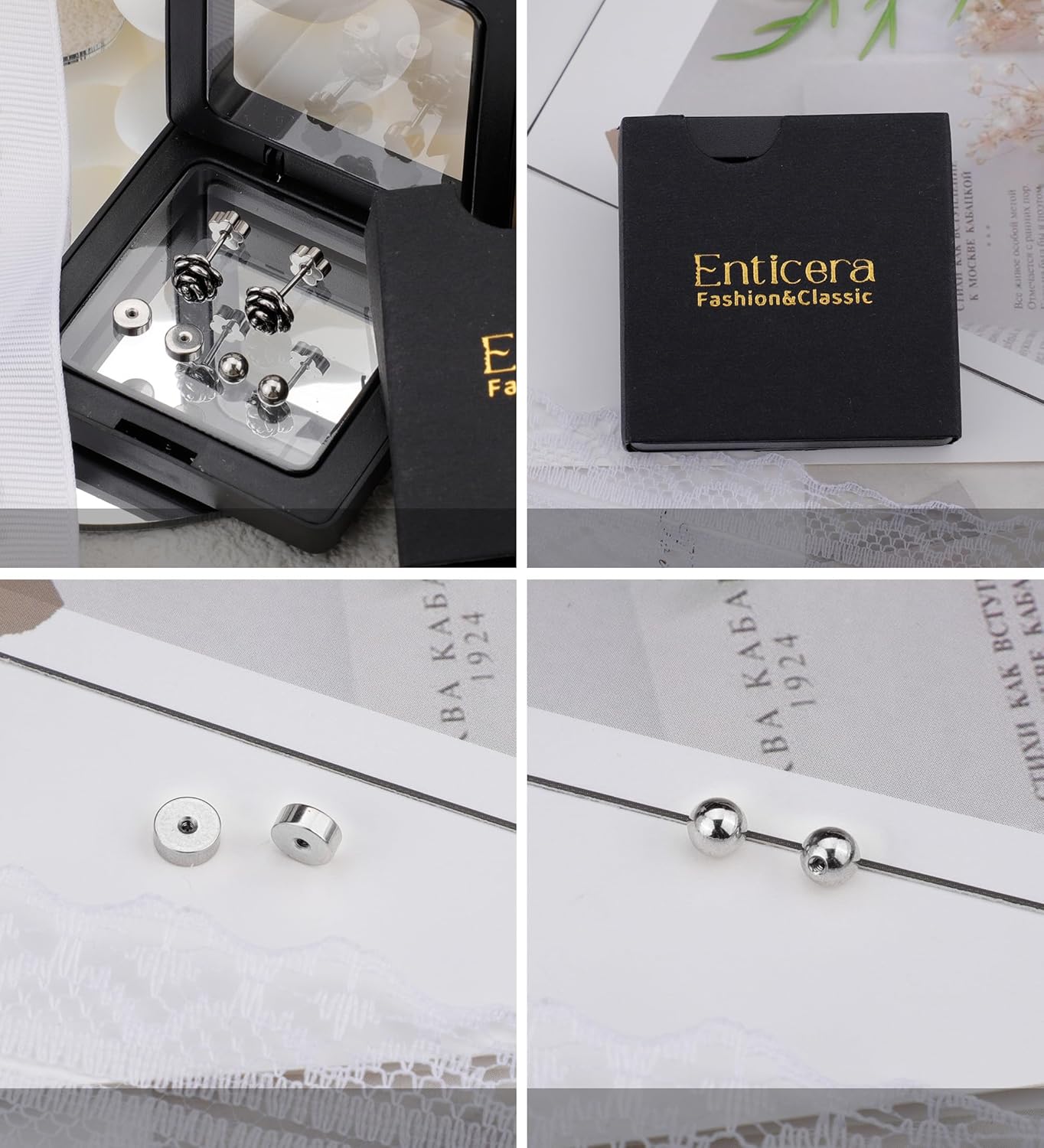 14K Gold Flower Earrings for Women Hypoallergenic Nap Flat Back Rose Flower Stud Earrings for Sensitive Ears Cute Handmade Cartilage Screw Back Earrings Studs - Image 9