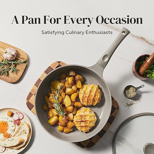 Miniatura 8 de Redchef Sartén de cerámica profunda con tapa, sartén antiadherente, compatible con todas las placas de cocina, asas que se mantienen frescas, sin