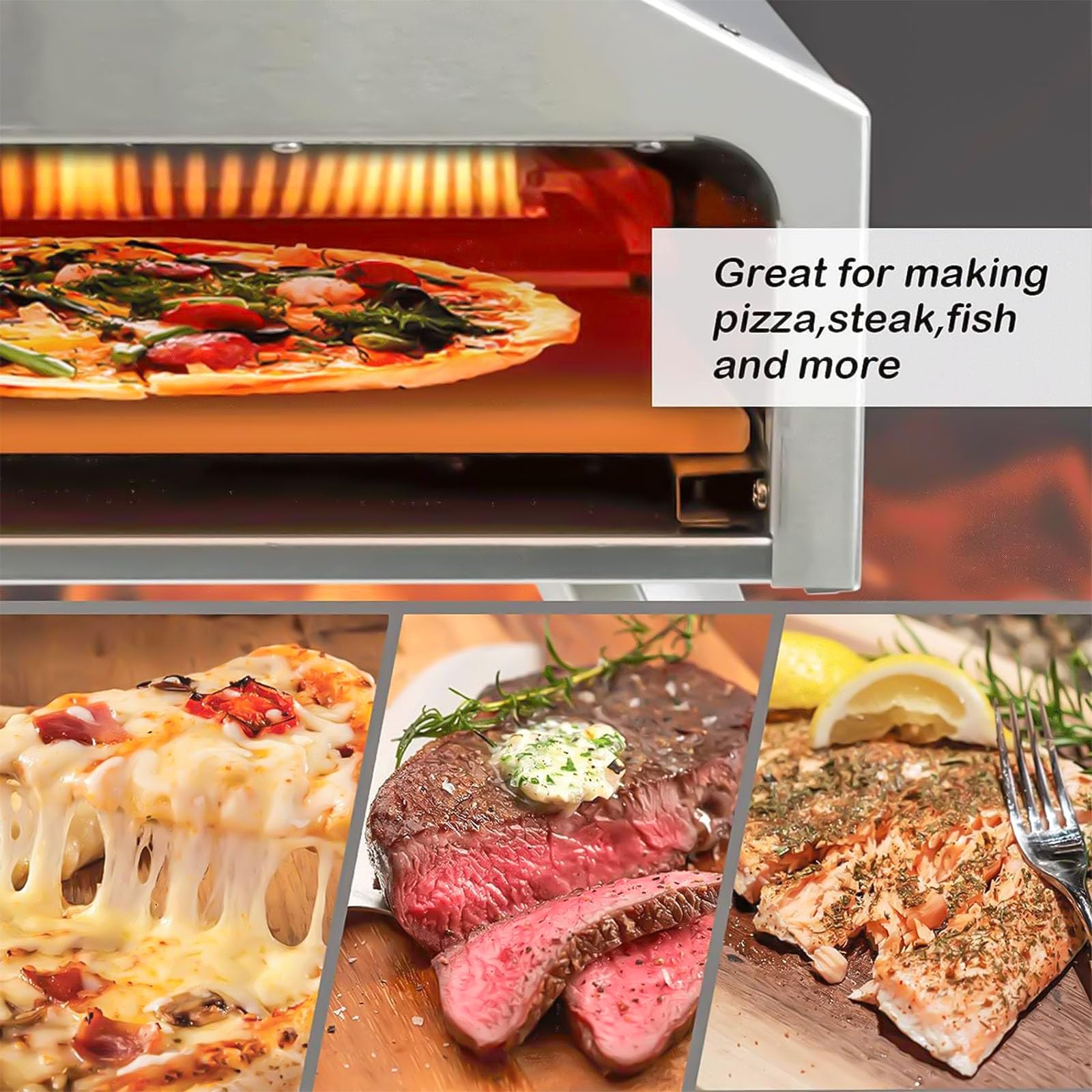 Amazon.com: Outdoor Pizza Oven 14Wood Fired Pizza Oven Portable Stainless  Steel Pizza Maker With Pizza Stone Woodfire Outdoor Grill Pizzazz Pizza  Maker Outdoor Kitchen,Black : Patio, Lawn u0026 Garden