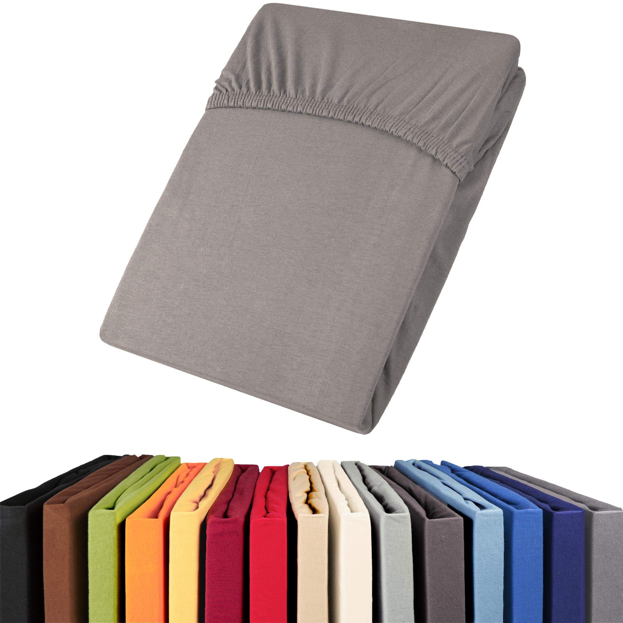 aqua-textil Viana Spannbettlaken 90x200-100x200 cm dunkel grau Baumwolle Spannbetttuch Jersey Laken