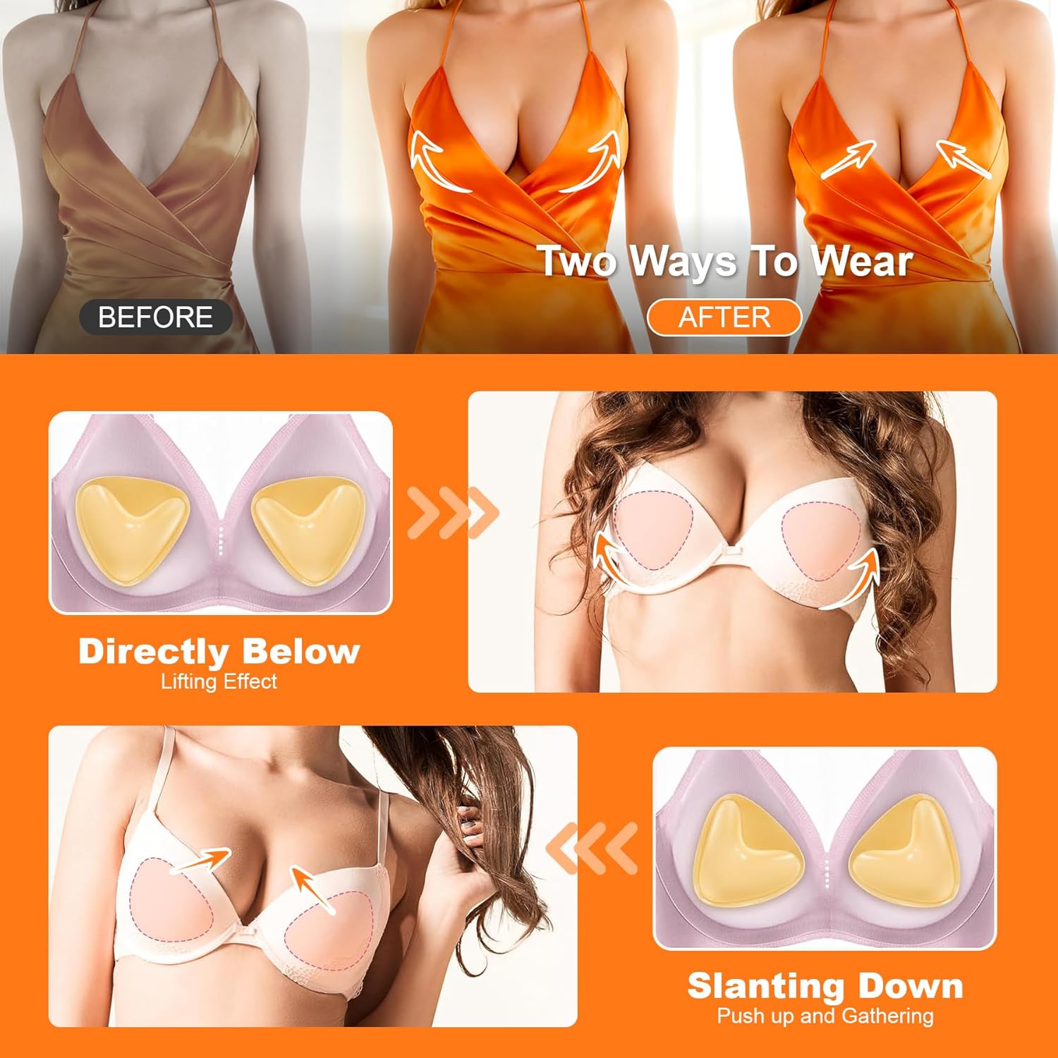 Snowy Insert: Double Sided Push Up Bra Pads | Reusable Waterproof Sticky Inserts for Strapless & Backless Dress for Women - Image 5