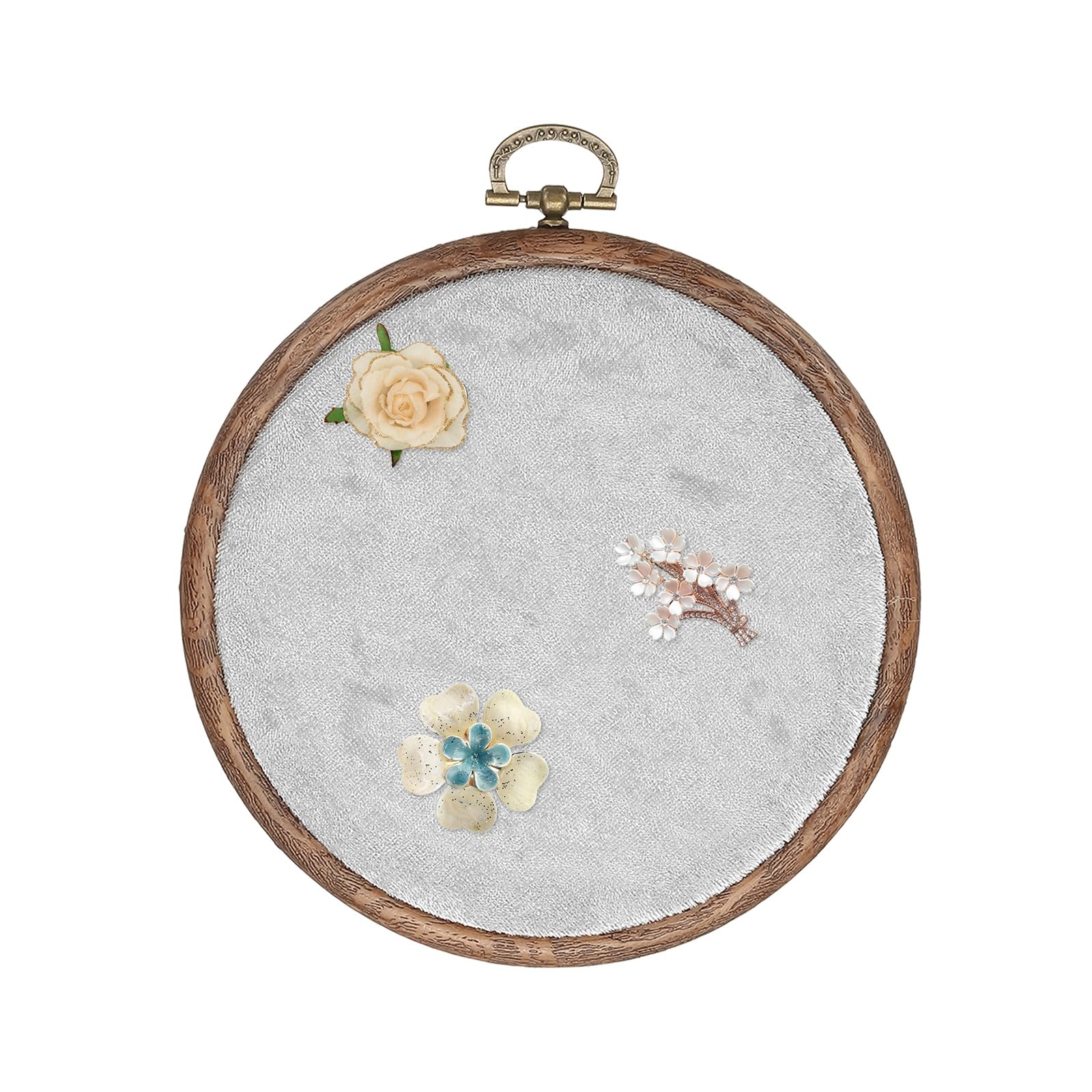 sourcing map Round Pin Display Board, 13.5cm Velvet Wall Hanging Brooch Jewelry Display Stand Storage Holder for Enamel Pins Badges Brooches Jewelry Collection, Silver Gray