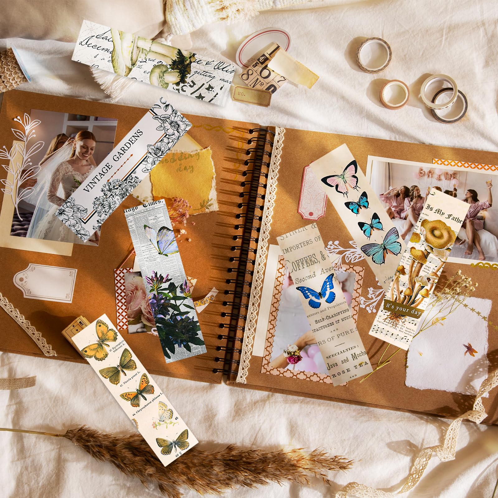 Set 30 Segnalibri Carta Vintage - Motivi Artistici - Per Appunti E Lettura - 4x15cm - Foto 4