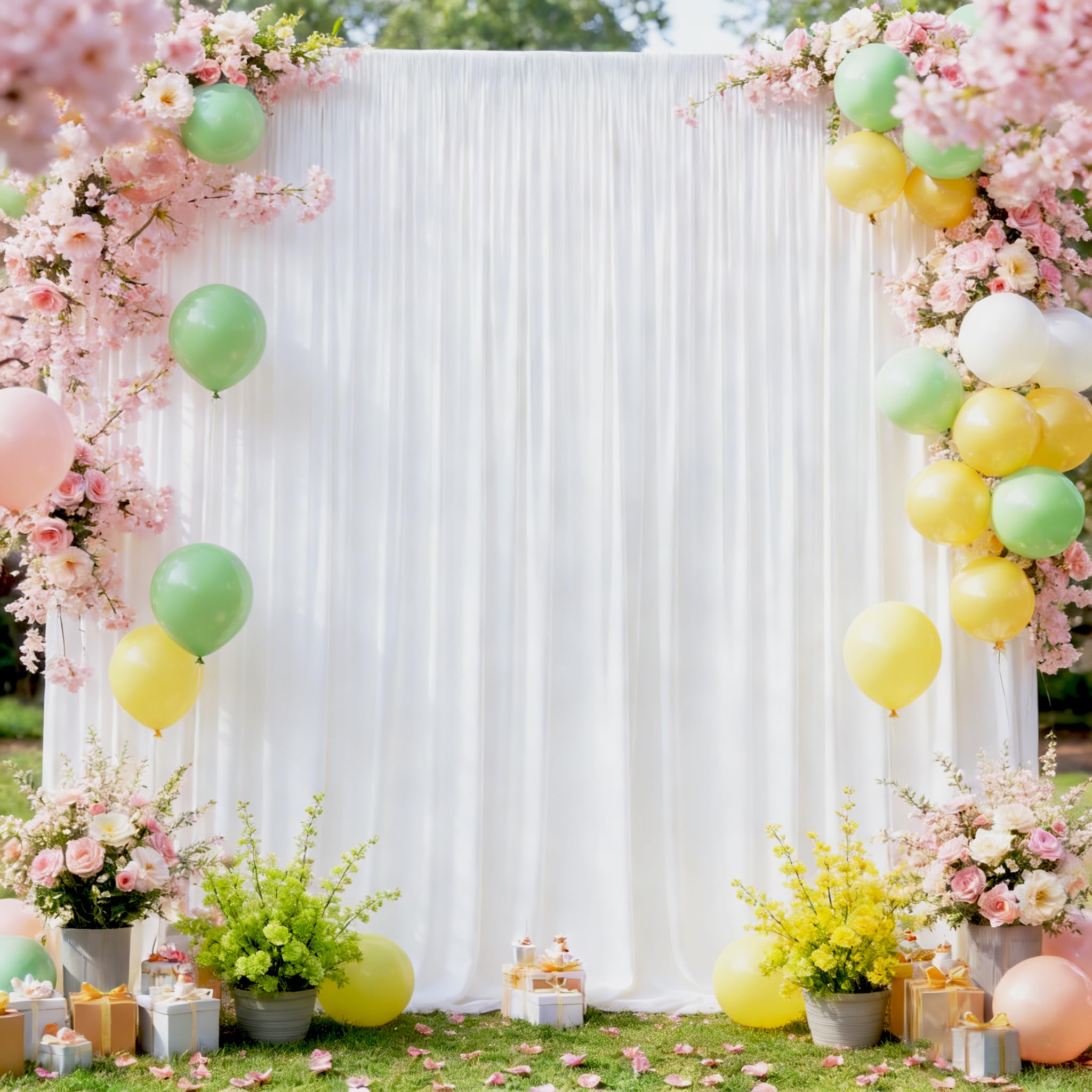 10x10ft White Backdrop Curtains for Wedding Parties Wrinkle Free White Curtains Photo Backdrop Drapes for Photography Birthday Baby Shower Soft Fabric