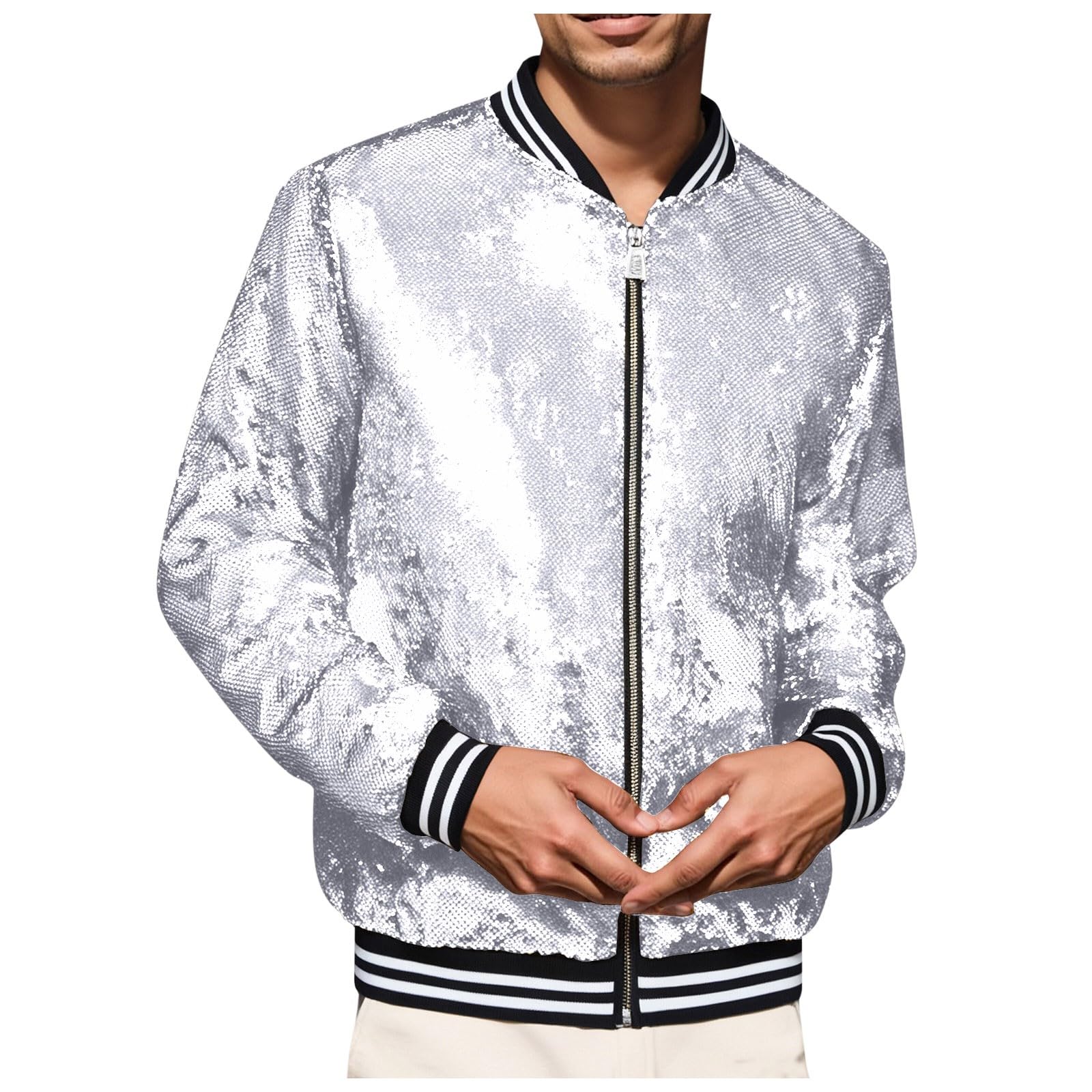 Giacca da uomo a mezza stagione a collo alto giacca da uomo primavera estate paillettes cappotto da lavoro casual bombers escursionismo antivento aeratore giacche sahariane giacca da baseball cappotti