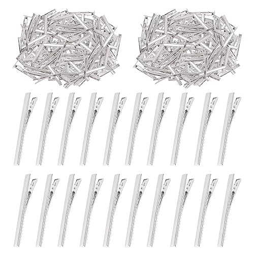 Swpeet Juego de 200 pinzas de pelo de cocodrilo de 3 a 3.0 in, perfectas para pinzas de pelo de metal con parte superior plana, horquillas de una