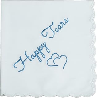 Cotton Wedding Handkerchief with Scalloped Edges, Mother of Bride & Groom Gifts, Envelope Gift Box & Card
