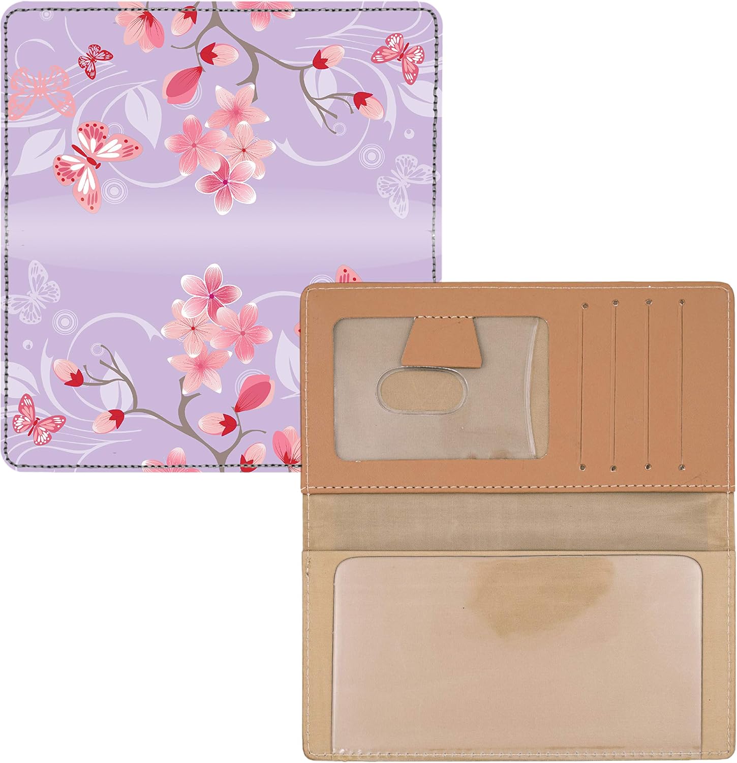 CAROUSELCHECKS Cherry Blossoms Personal Leather Checkbook Cover for Top Tear Personal Checks