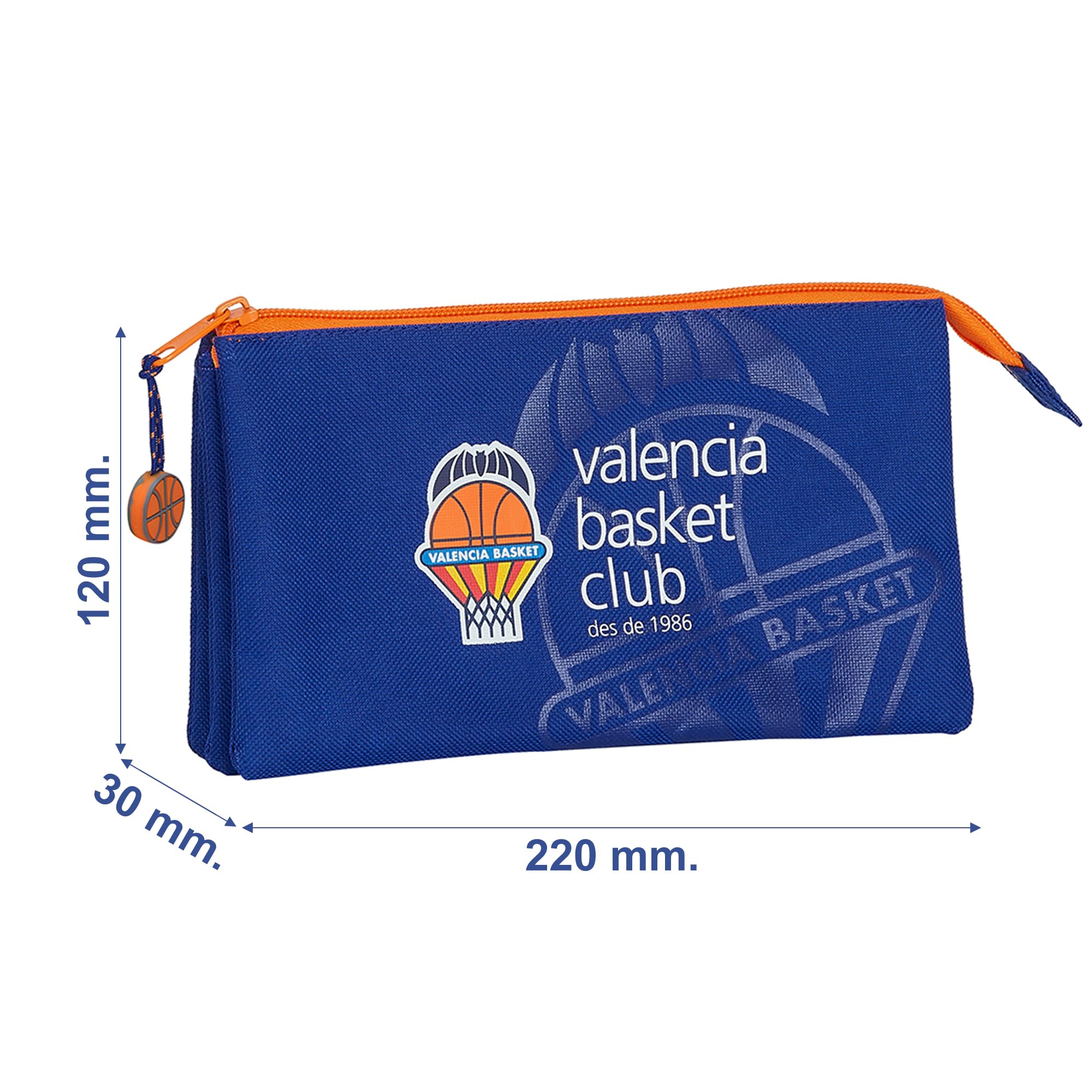 SAFTA | Pack 3 Piezas VALENCIA BASKET Mochila, Estuche y Neceser Diseño Único y Licencia Oficial VALENCIA BASKET