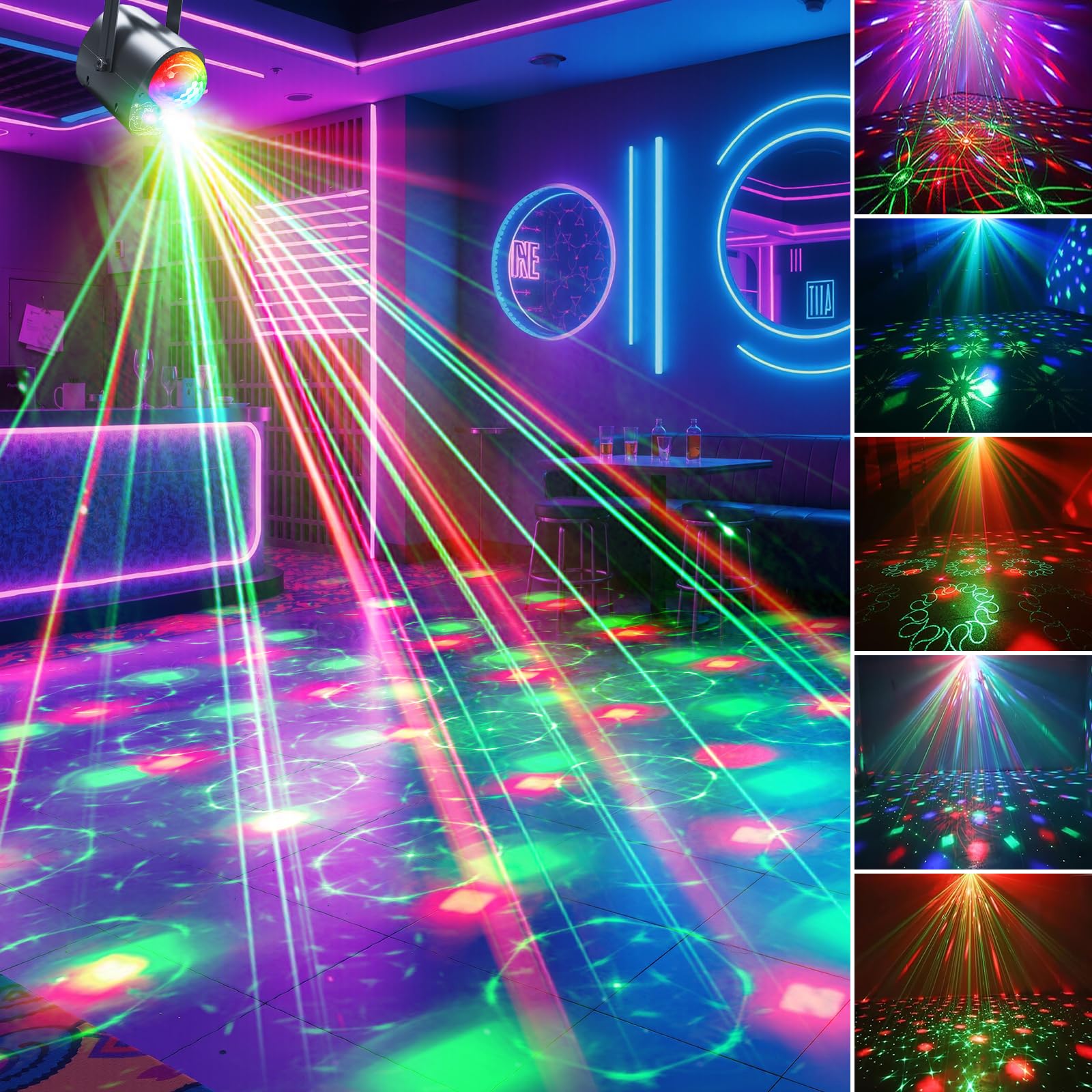 Party Light Magic Ball światło LED, dyskotekowe światło sceniczne, światło DJ-a, z wielokolorowymi efektami wzoru, nadaje się na urodziny, wesela i jako dekoracja domu.