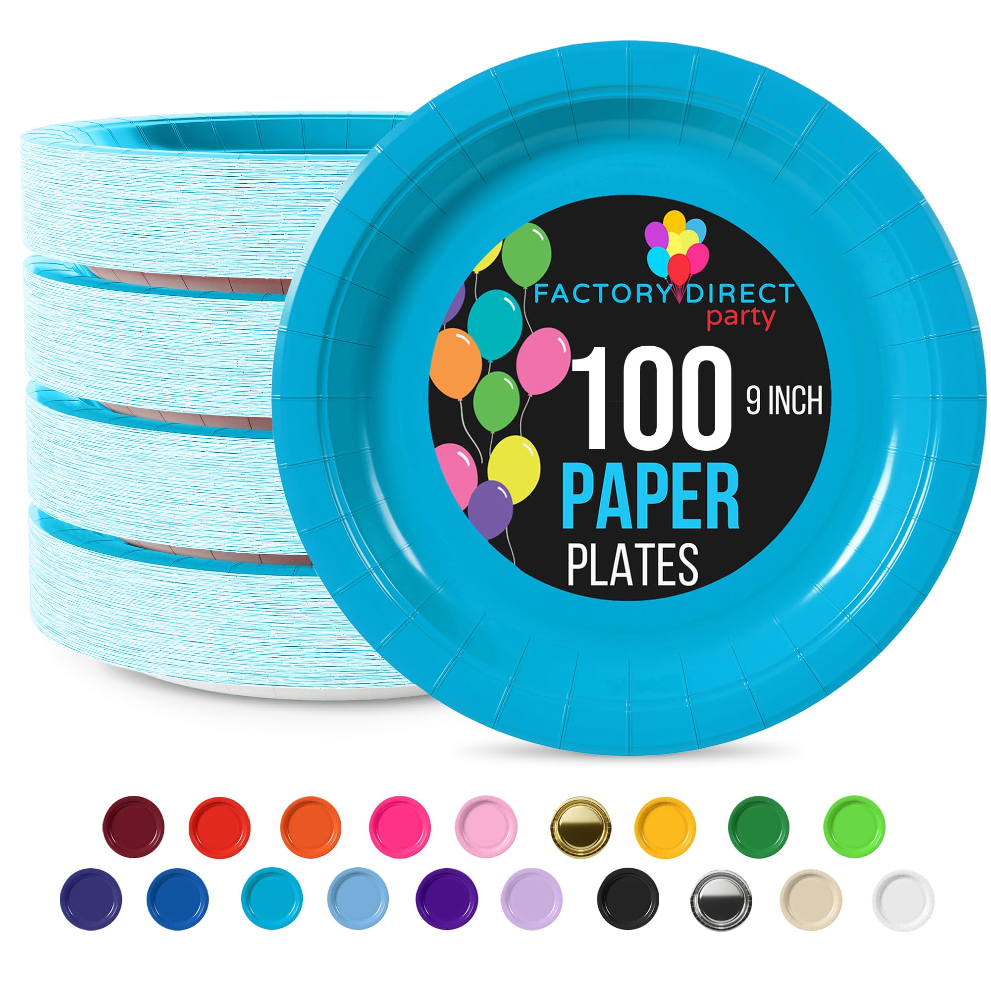 Exquisite Turquoise Paper Plates Disposable Heavy Duty 9 Inch Turquoise Disposable Plates For Party 100 Pcs Heavy Duty Paper Plate 350 GSM, Birthday