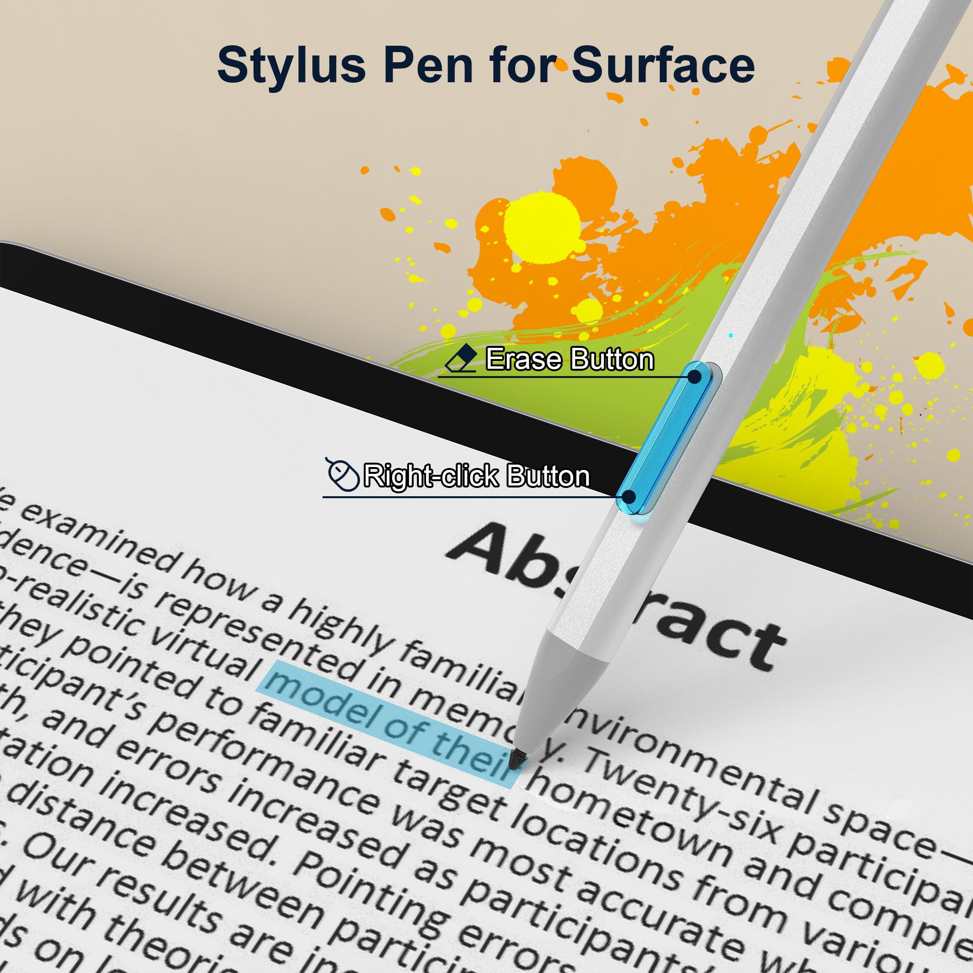 Microsoft Surface Pen Stylus Stift für Microsoft Surface Pro 12/11/9/8/7/6/5/4/3, Surface Go 4/3/2 Surface Laptop/Studio/Book 4/3/2 mit 4096 Druckempfindlichkeit, Palm Rejection, Surface Go Zubehör