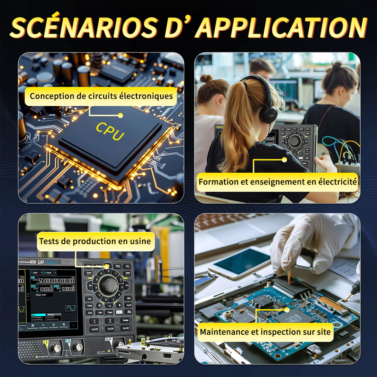 RIGOL Générateurs de Fonctions,DG912 Pro Générateur de Signaux,150 MHz,2 Canal,16 bits,écran tactile HD 7 pouces,Ultra-portable,Idéal pour les tests sur site et l’enseignement en laboratoire