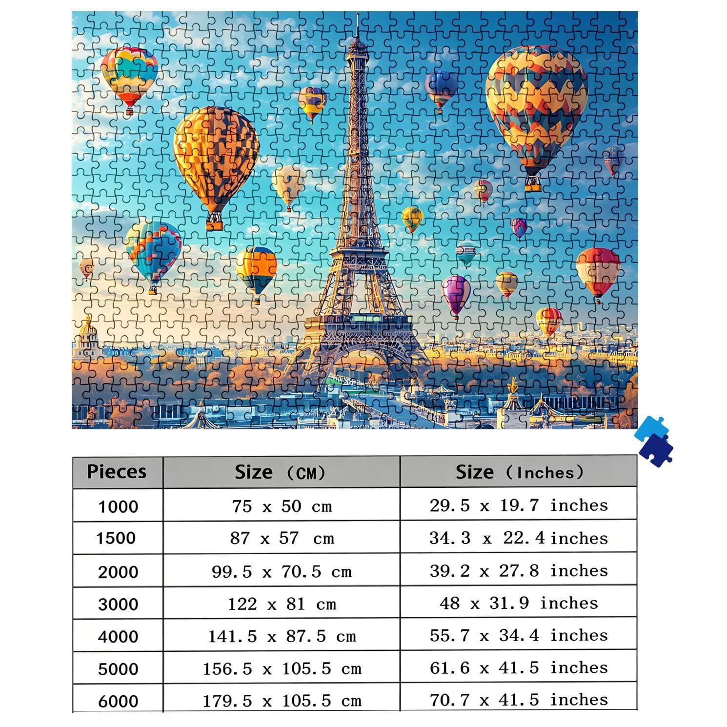Puzzle Puzzle 1500 elementów dla dorosłych z plakatem w zestawie, drewniane puzzle do gry rodzinnej, edukacyjna i antystresowa gra edukacyjna, dekoracja ścienna, prezent urodzinowy, 87 x 57 cm Paryż
