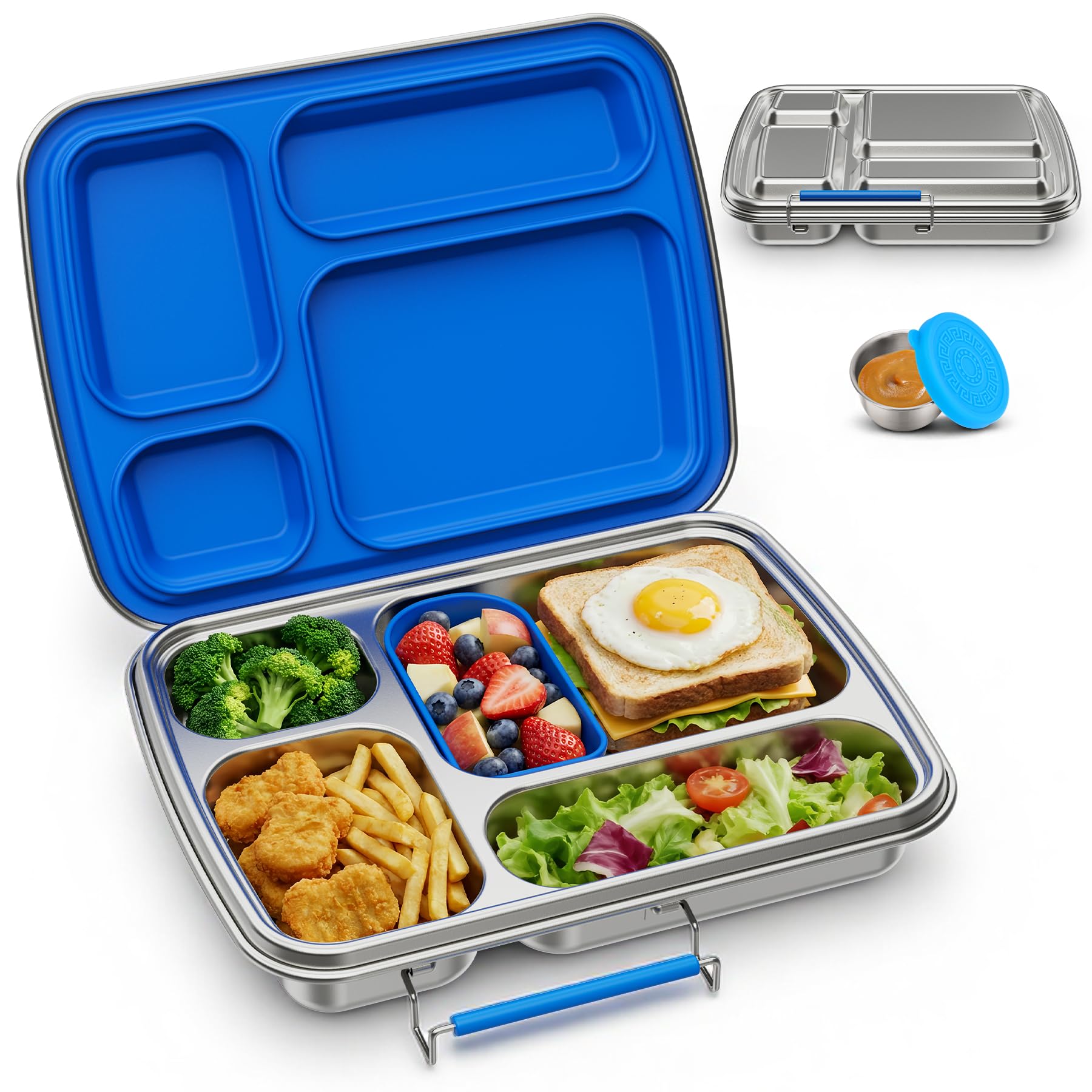 Photo 1 of Zeekala Stainless Steel Bento Lunch Box - 4 Compartment, Blue
