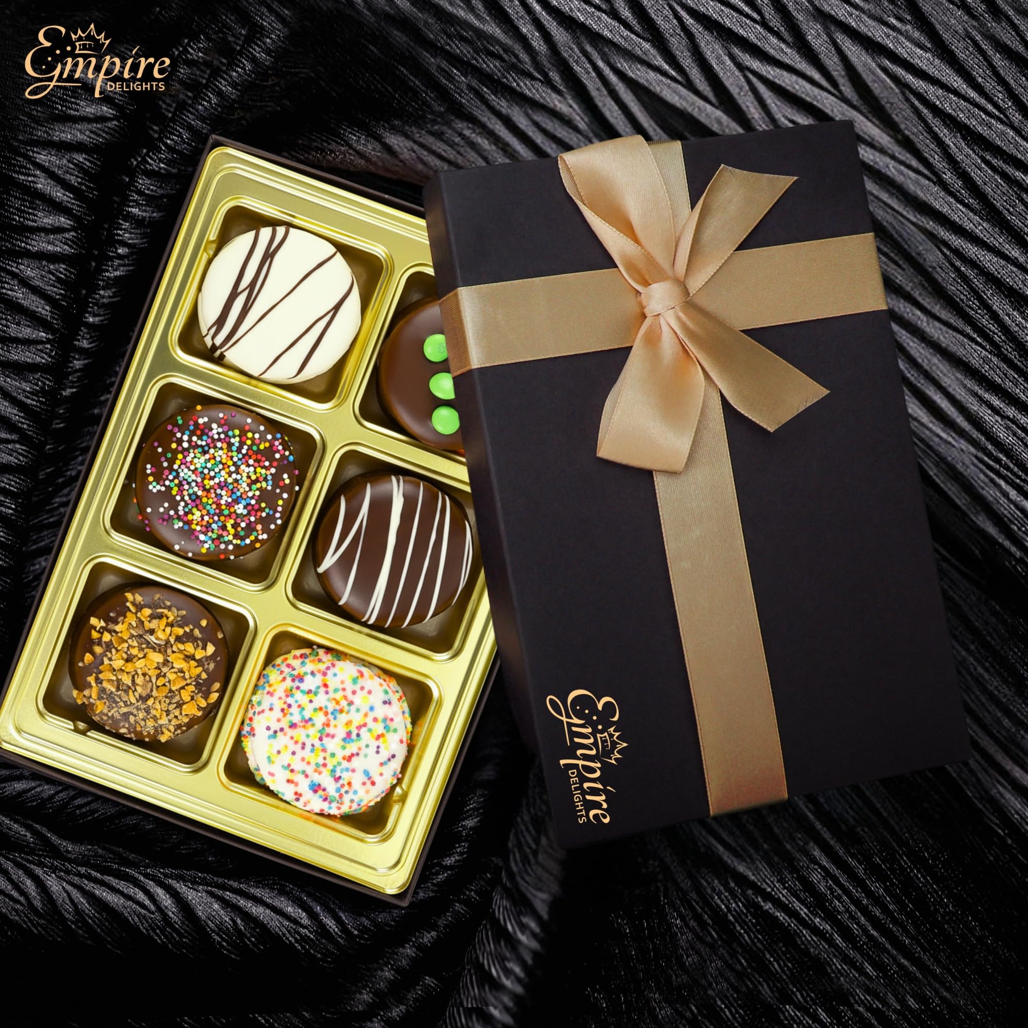 Gourmet Cookies Gift Basket - Delicious Chocolate Gift Basket Great for Birthday Treats for Women and Men - Fancy Chocolate Covered Cookies for Gifting, 6 Count