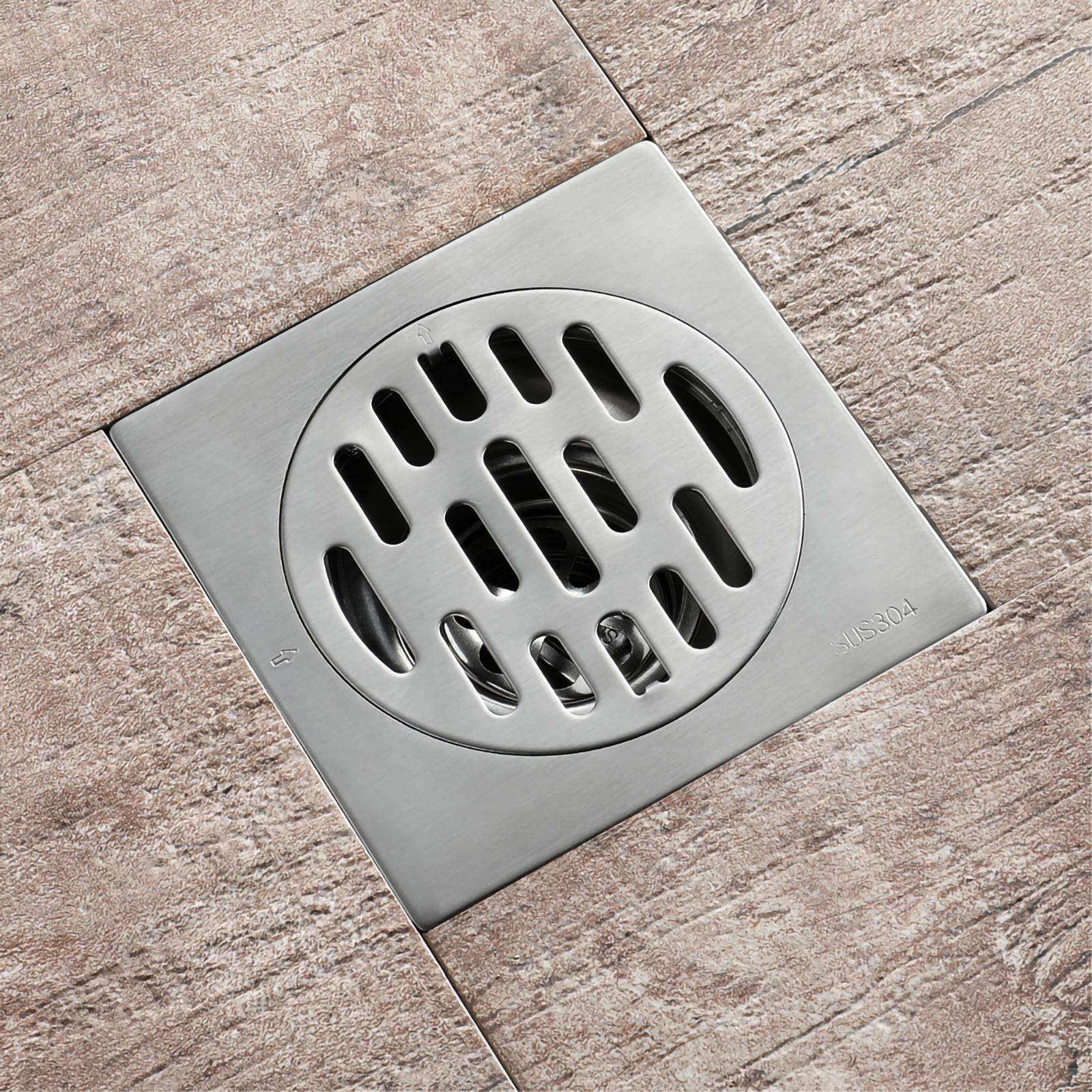 Desagüe de Piso, Protectores de Drenaje, desagüe de Piso de Ducha de 4 Pulgadas, Desodorante de Acero Inoxidable 304, desagüe de Ducha Cuadrado Cromado con Cubierta extraíble, Rejilla Gr
