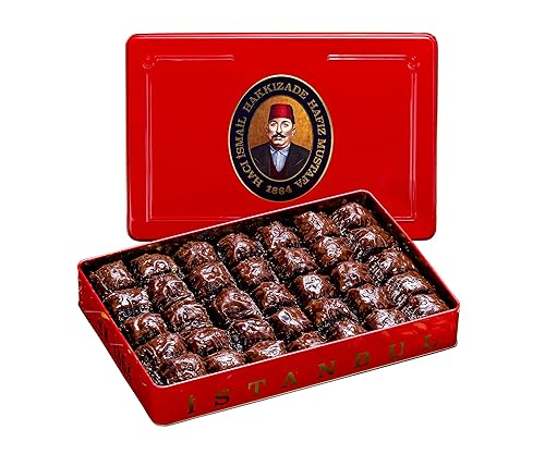 Miniatura 100 de Hafiz Mustafa 1864 Istanbul Baklava - Caja de pastelería - Bocadillos de postre de Baklava horneados hechos de hojas de masa filo fresca, pistacho