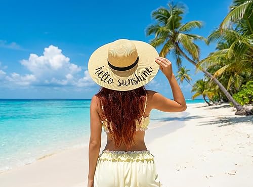 Miniatura 3 de Funky Junque Sombrero de sol para mujer con refranes bordados