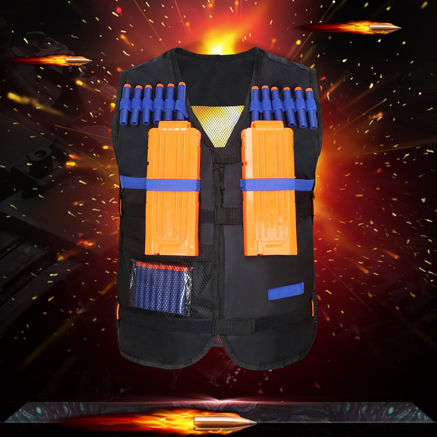 Chaleco táctico Chaleco táctico ajustable para con 12 accesorios para pistola de dardos