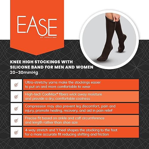 Miniatura 4 de Ease Opaque Silicone Support Band Knee Highs - 20-30mmHg Moderate Compression Stockings