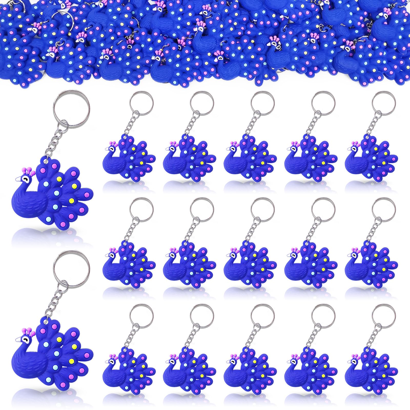 CiciBear 24 Pack Peacock Keychains Party Decoration for Guest, It's A Girl, Summer Party, Zoo Animals Party, Bird Theme Party Decor, Kids Birthday, Baby Shower, Purple