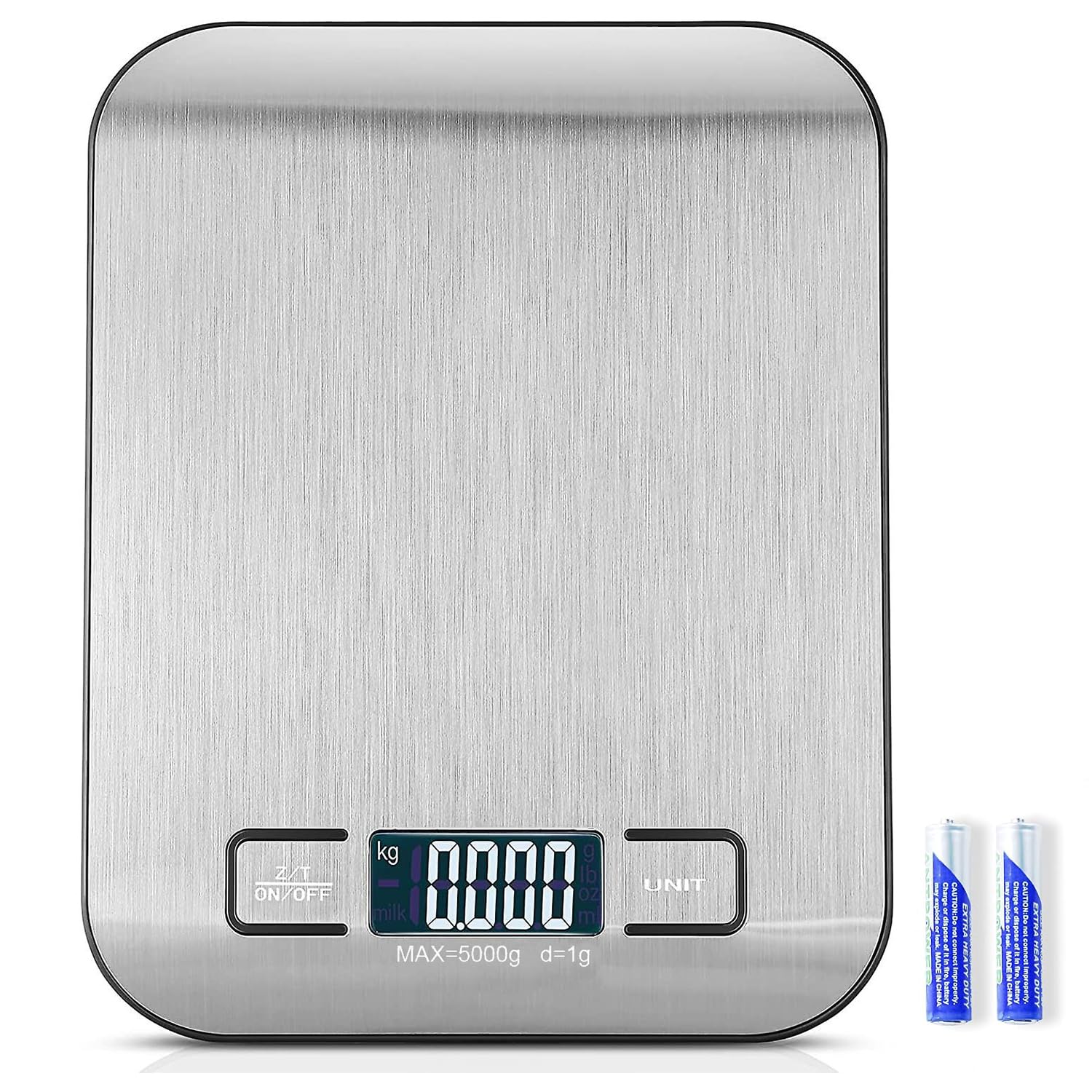 Kitchen Scale, 11 lb Digital Food Scales with Batteries, 5 Units with Tare Function, Touch Button, Backlit LCD Display