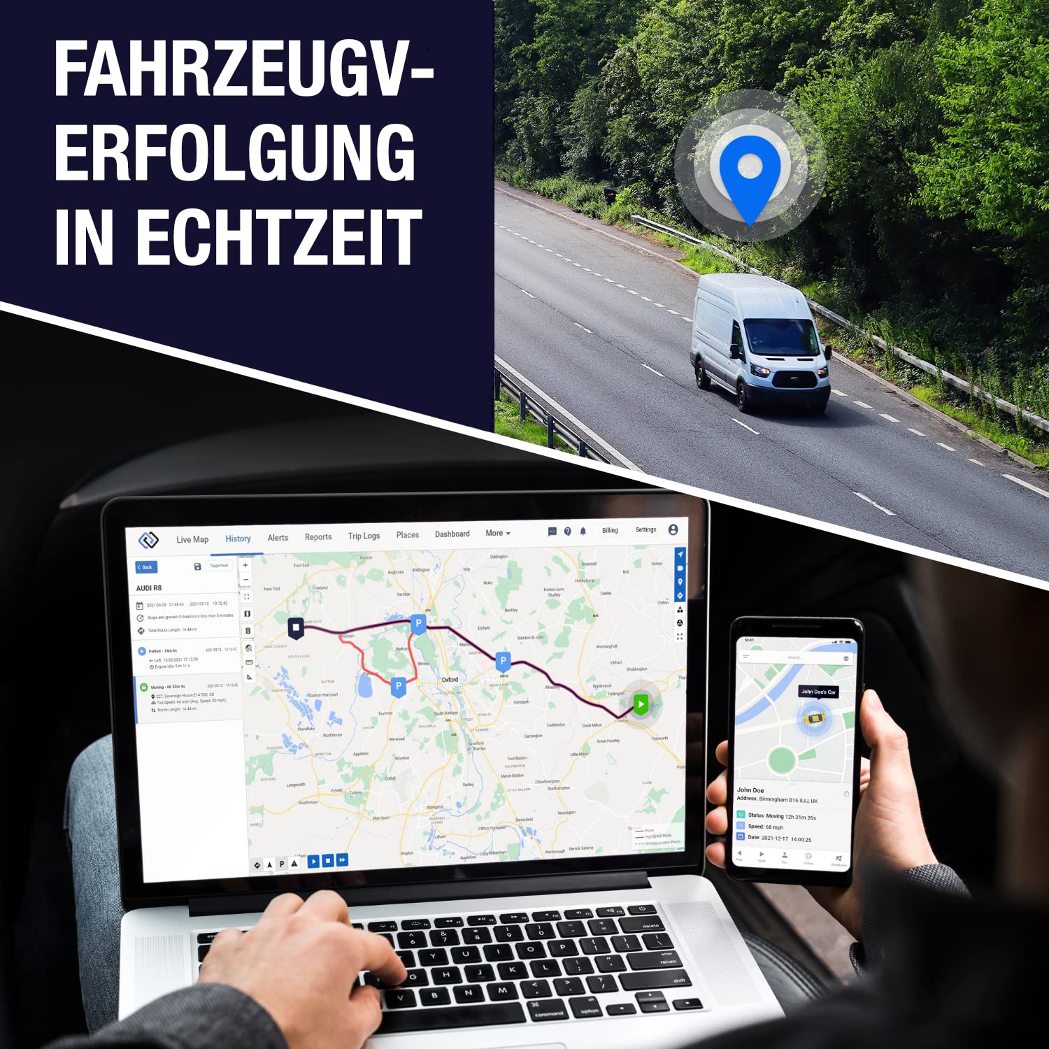 GPSLive DB2-4G GPS Tracker Auto, Motorrad, Wohnmobil, KFZ | Made in EU | Einfache Installation | Livetracking mit App | Keine SIM benötigt | GPS Tracker GPS Sender | Peilsender
